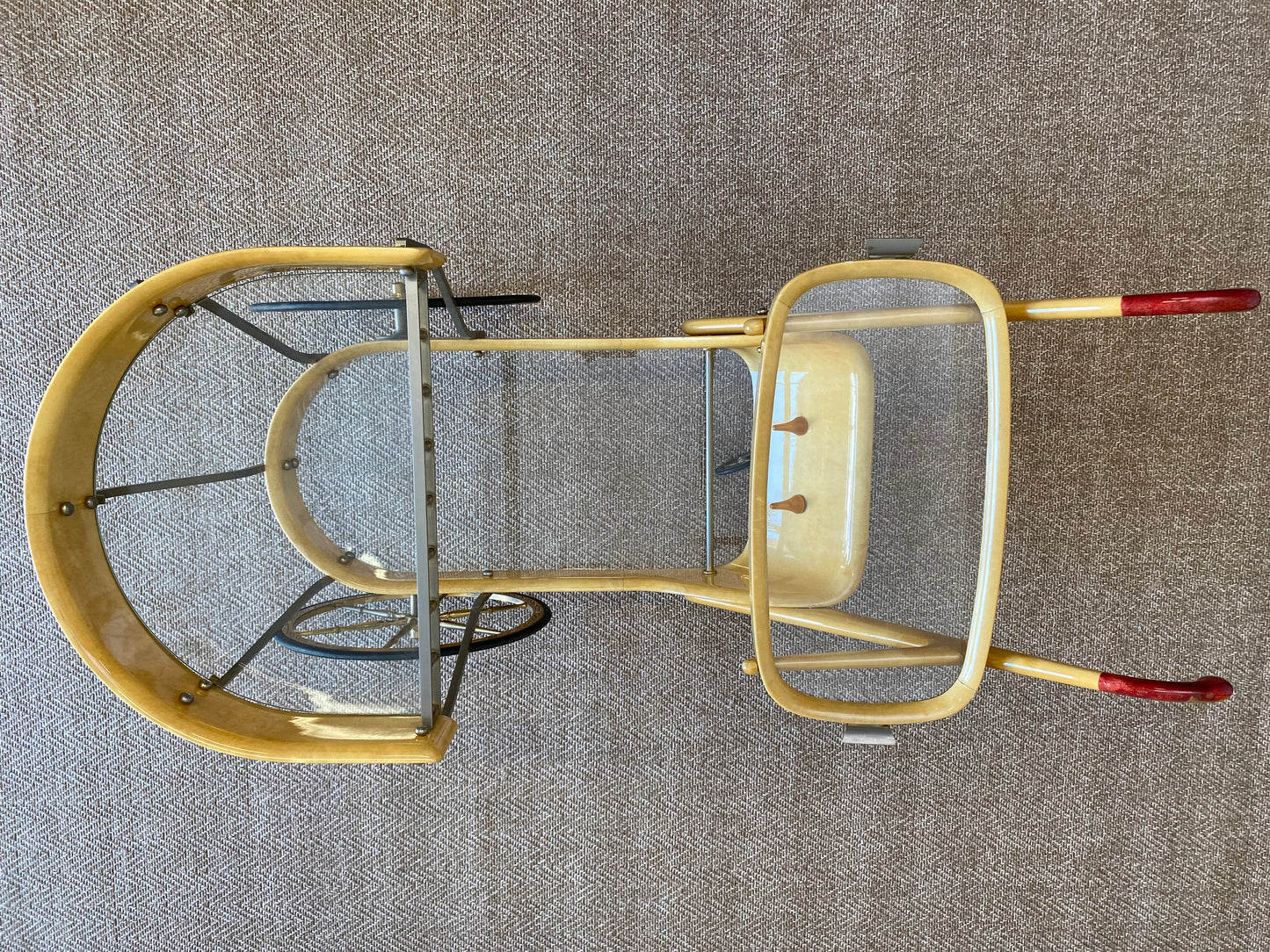 Cream Colored Aldo Tura Bar Cart Serving Trolly, Italy 1960s