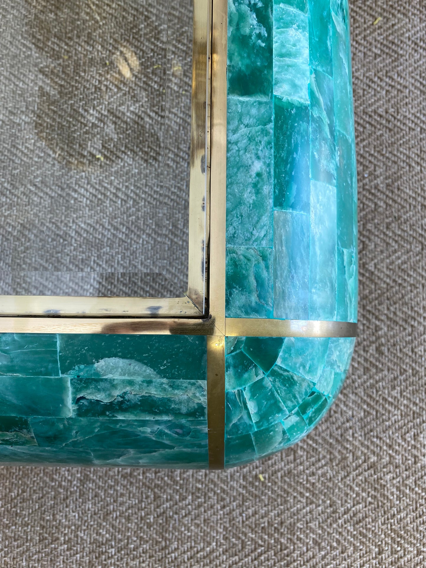 Tessellated Marble Lounge Table by Casa Bique 1970s Hollywood Regency (Karl Springer style)