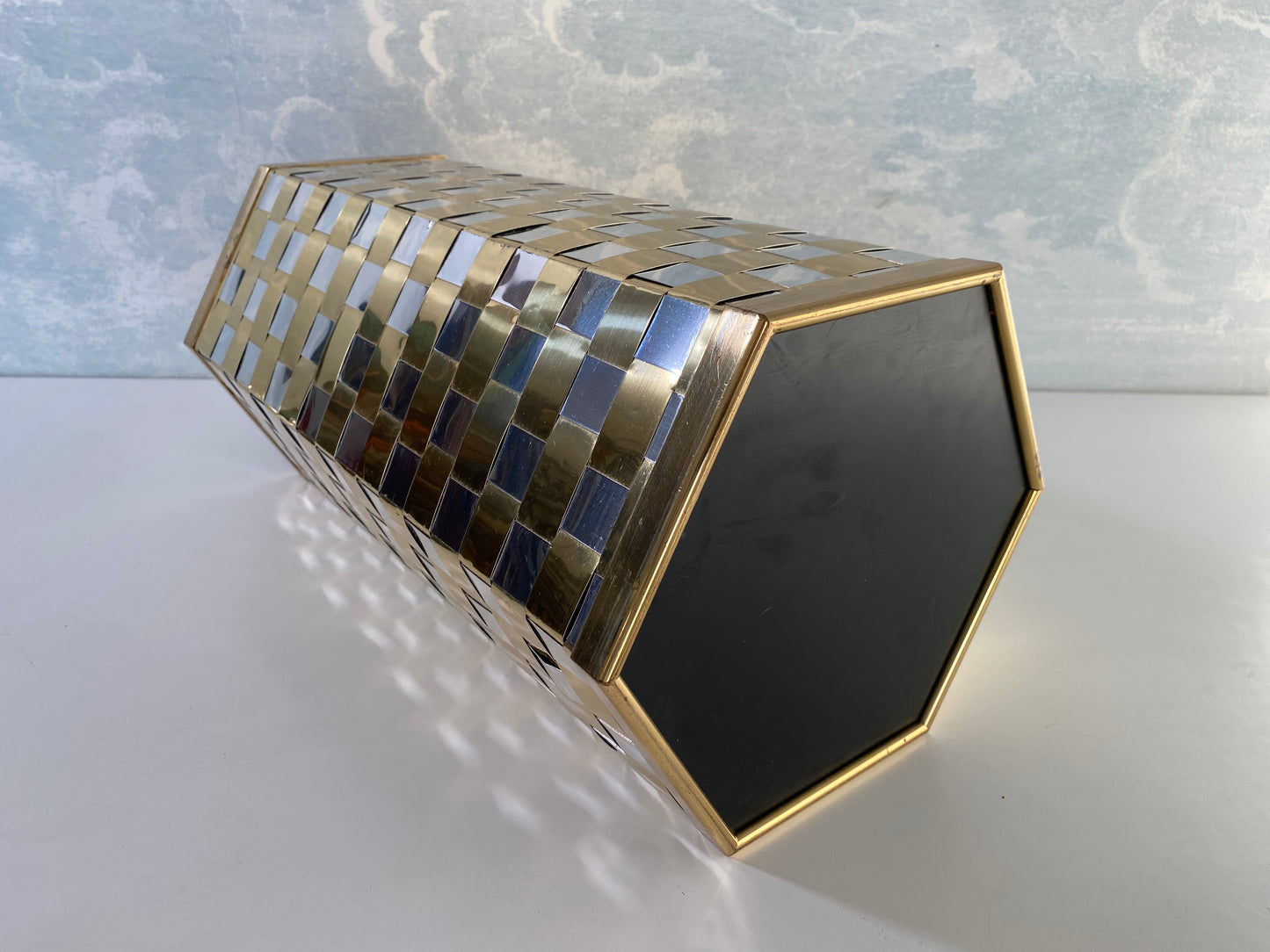 Willy Rizzo Style Italian Mid Century Hexagonal Bicolor Umbrella Stand 70s
