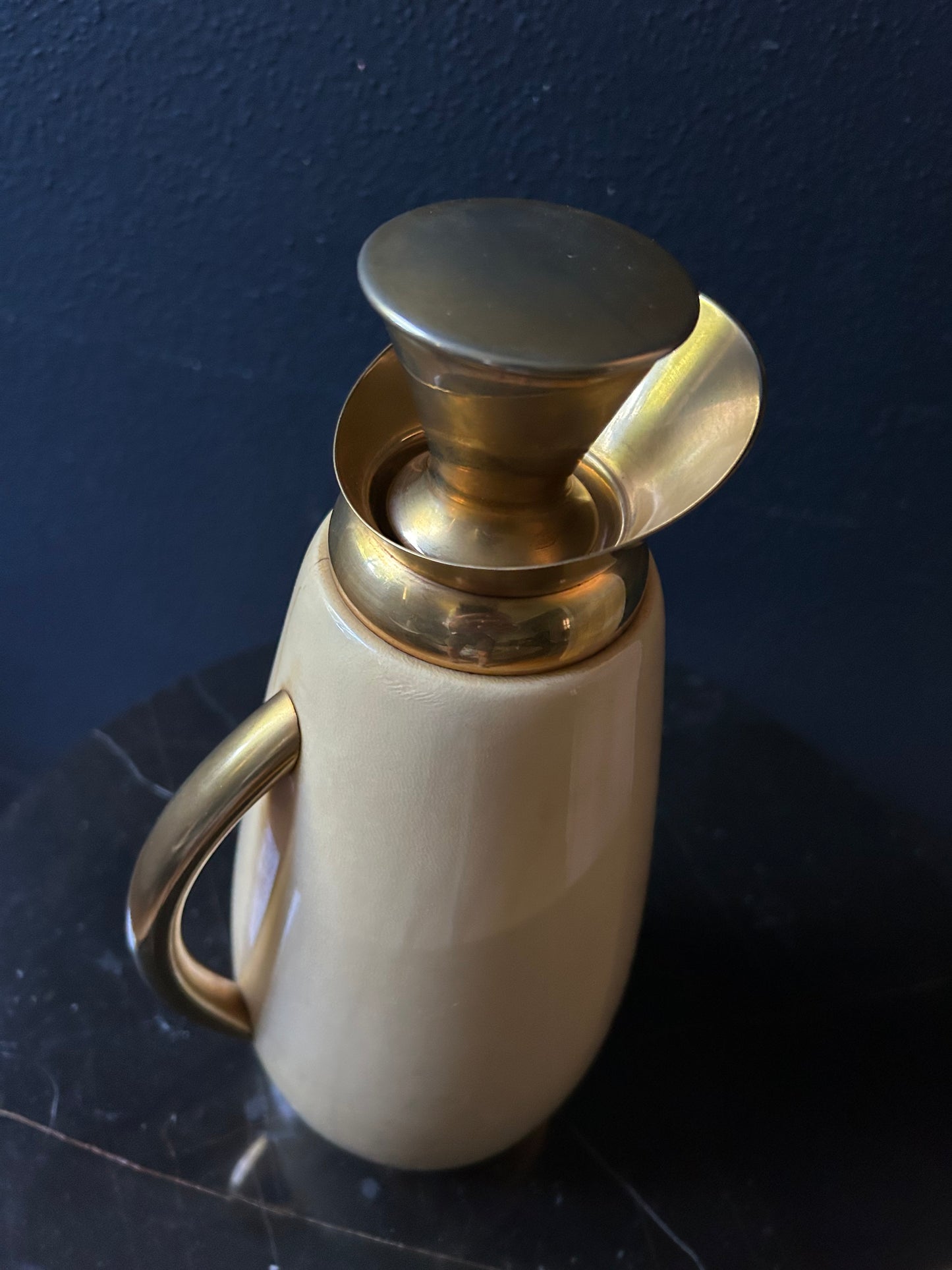 White Aldo Tura Thermos Carafe, Italy, 1960's, Hollywood Regency