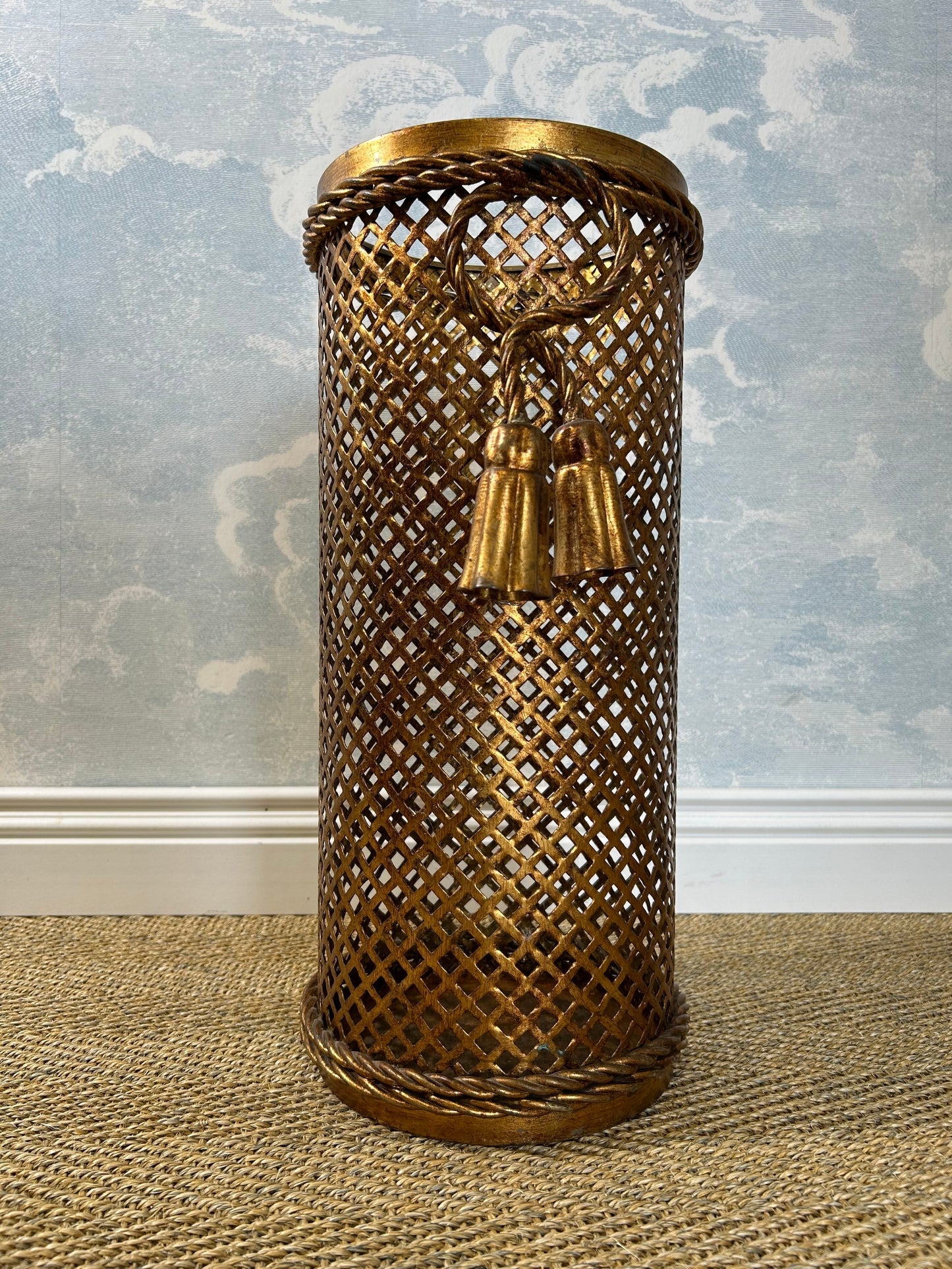 Gilded Umbrella Stand / Waste Paper Basket by Li Puma Firenze, Italy, 1950's Hollywood Regency
