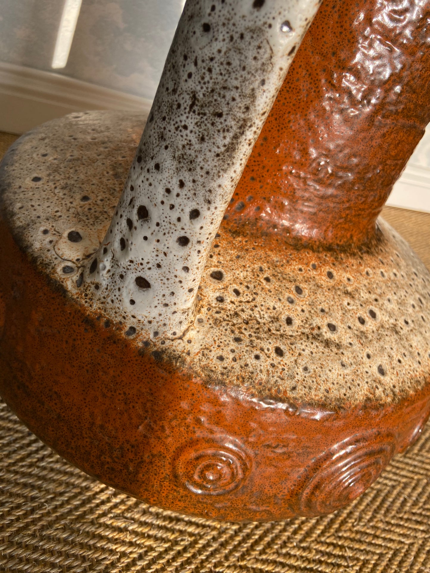XL Floor Lamp by Hustadt Leuchten, Studio Ceramic, 70s, Mid-Century, Vintage, Brutalist, Fat Lava