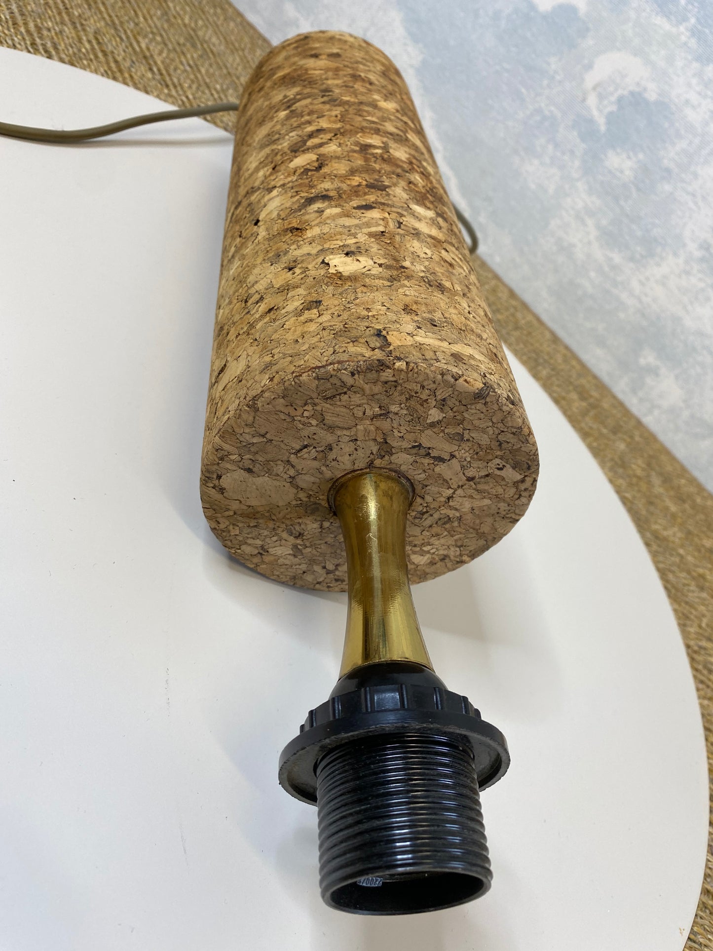Mid Century Modern Cork Table Lamp, Italy, 1970s