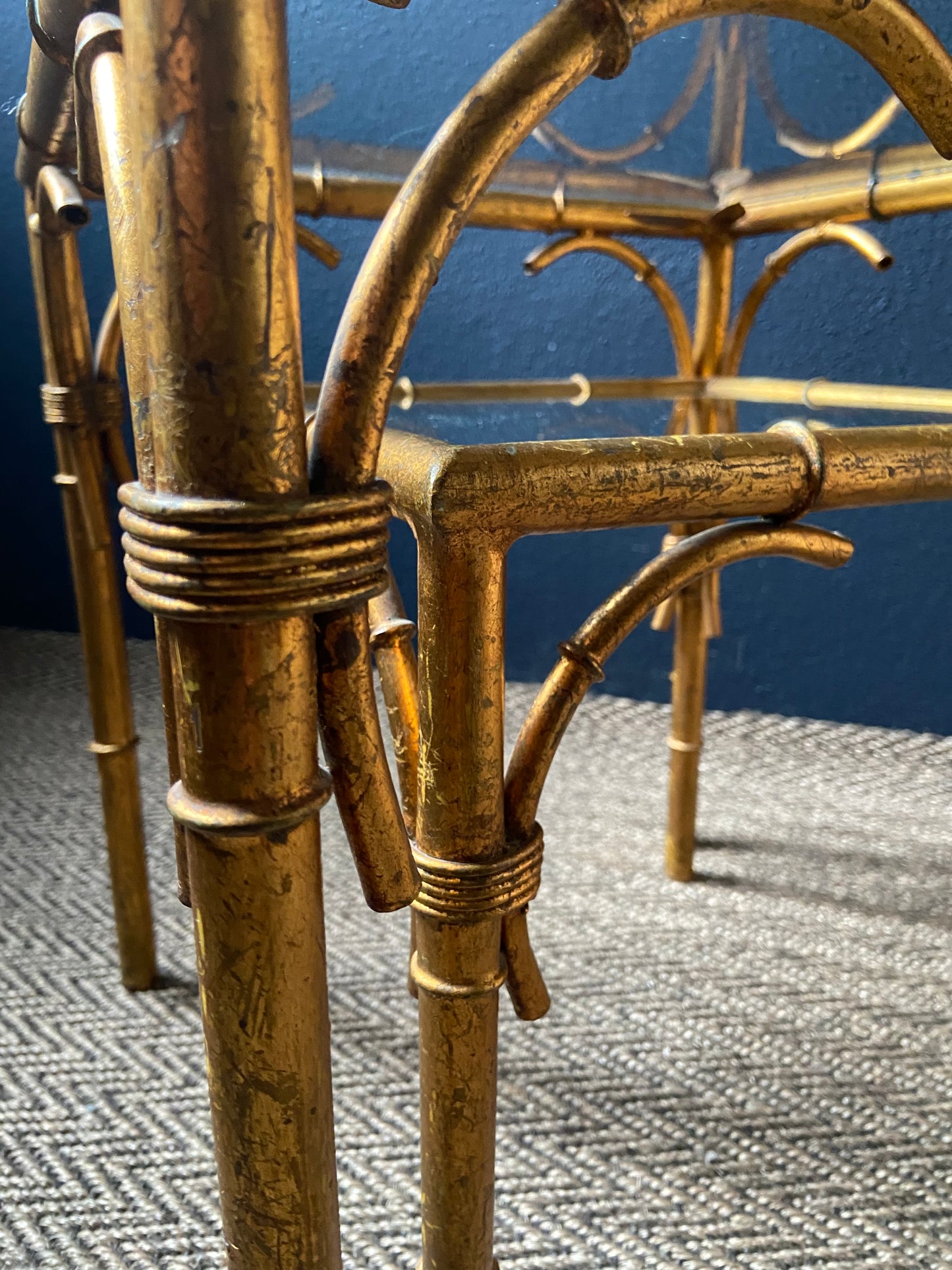 Pair of Faux Bamboo Nesting Tables with Glass Tops, France, 1960s