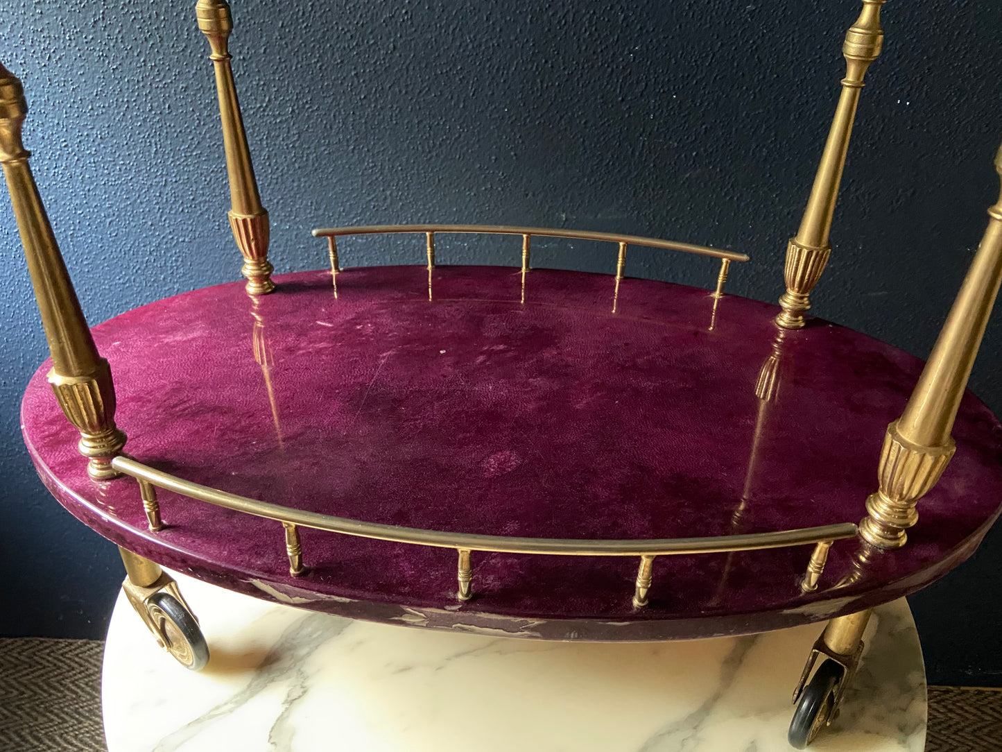 Super Rare!!! Petit Aldo Tura Bar Cart in Purple, Italy 1960s