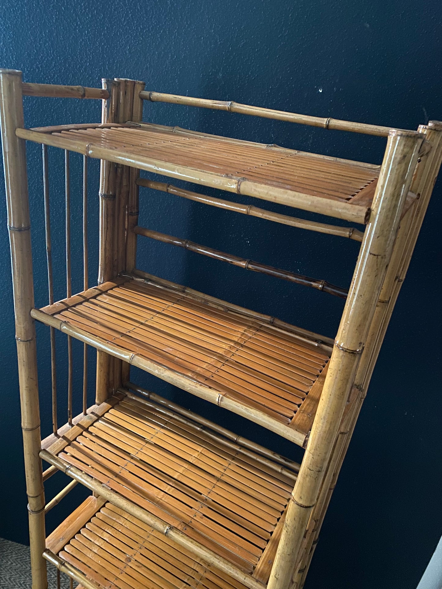 Stackable & Foldable Bamboo Shelving Unit, Italy, 1960s