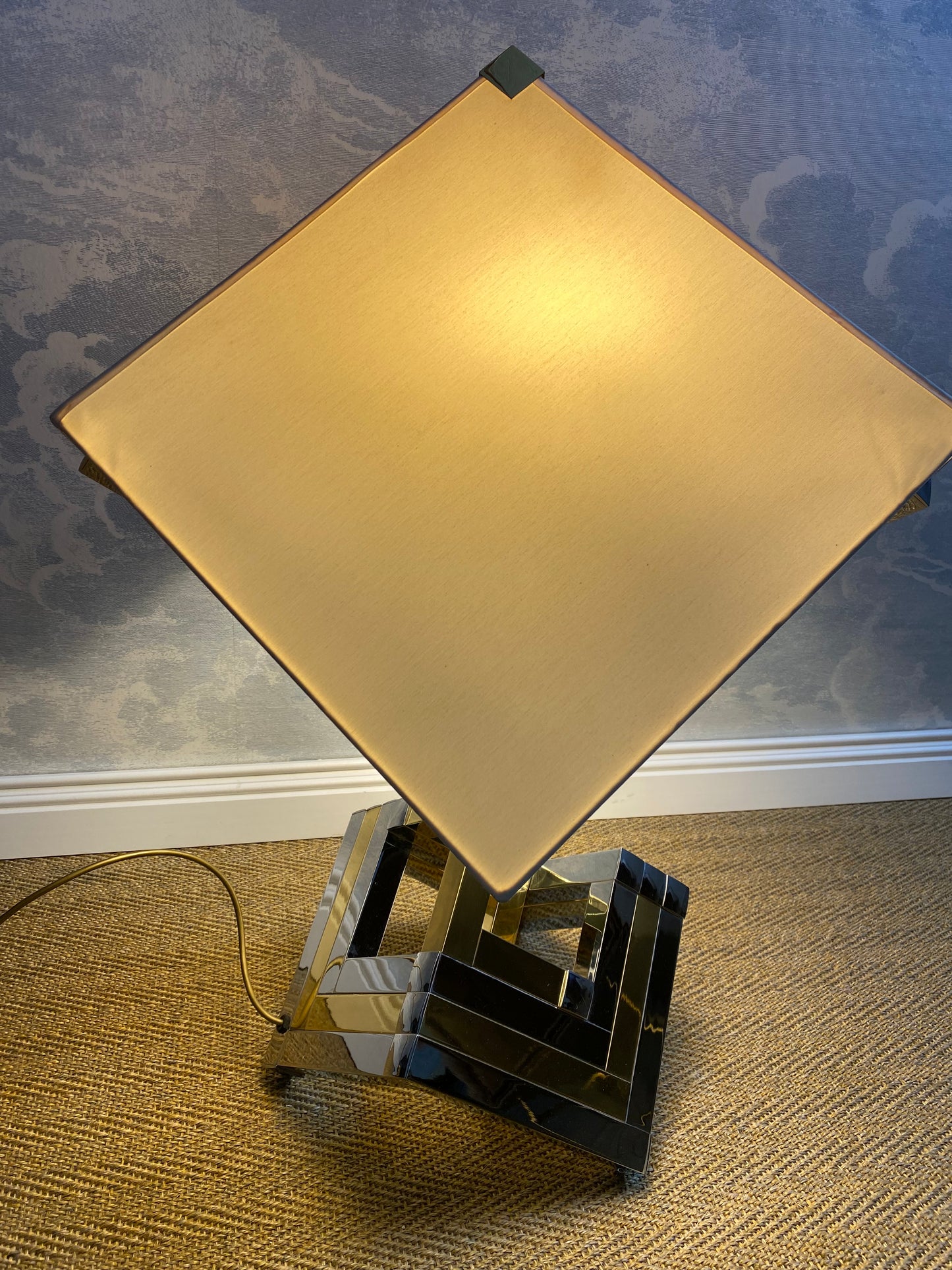 XXL Bi-Color Table Lamp in Chrome and Brass in Style of Willy Rizzo / Romeo Rega