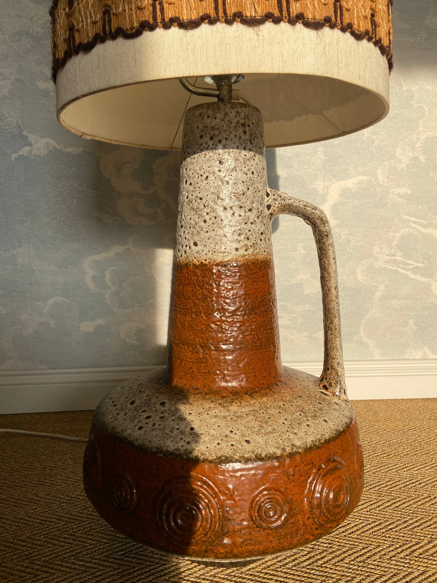 XL Floor Lamp by Hustadt Leuchten, Studio Ceramic, 70s, Mid-Century, Vintage, Brutalist, Fat Lava