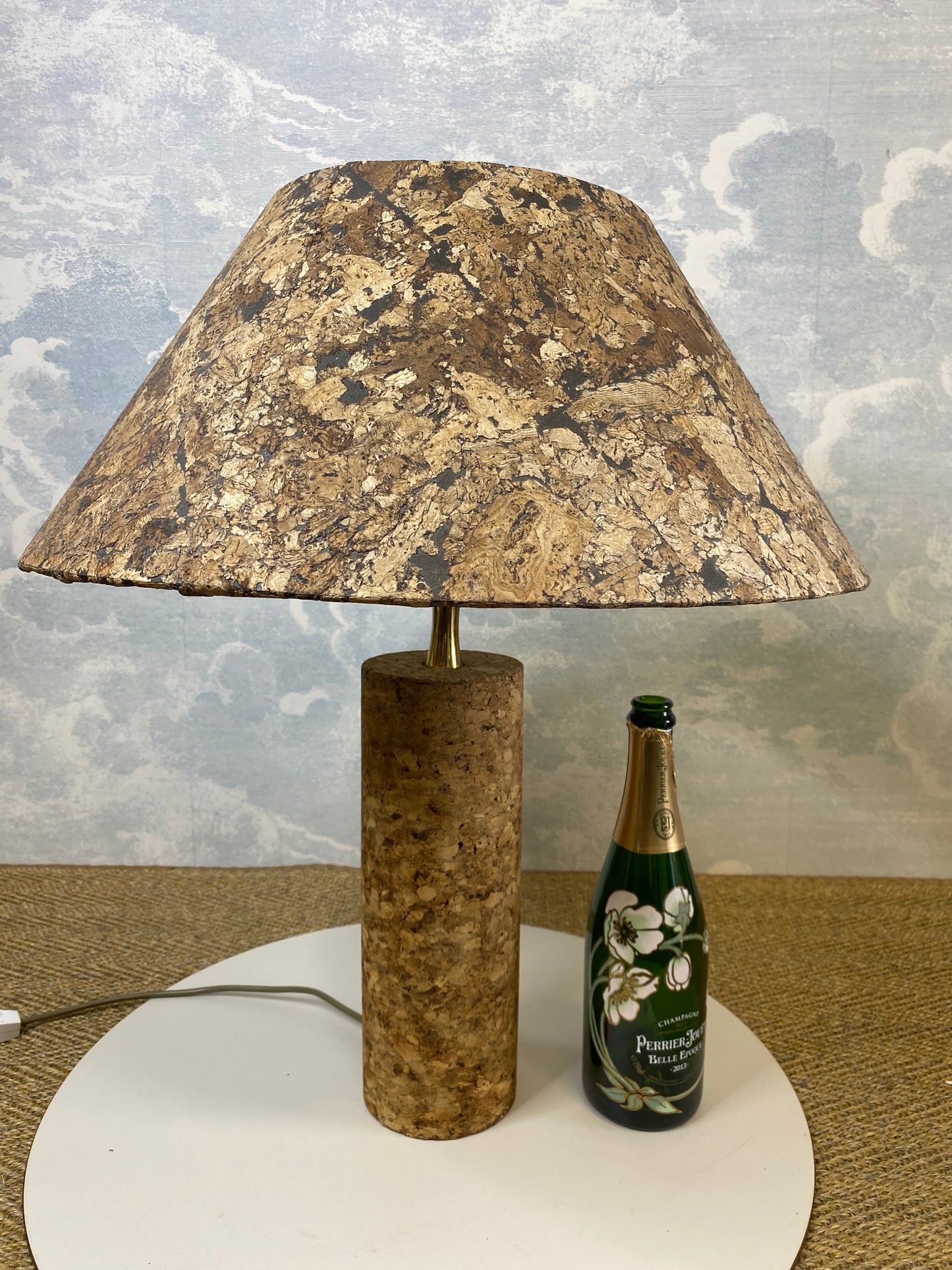 Mid Century Modern Cork Table Lamp, Italy, 1970s