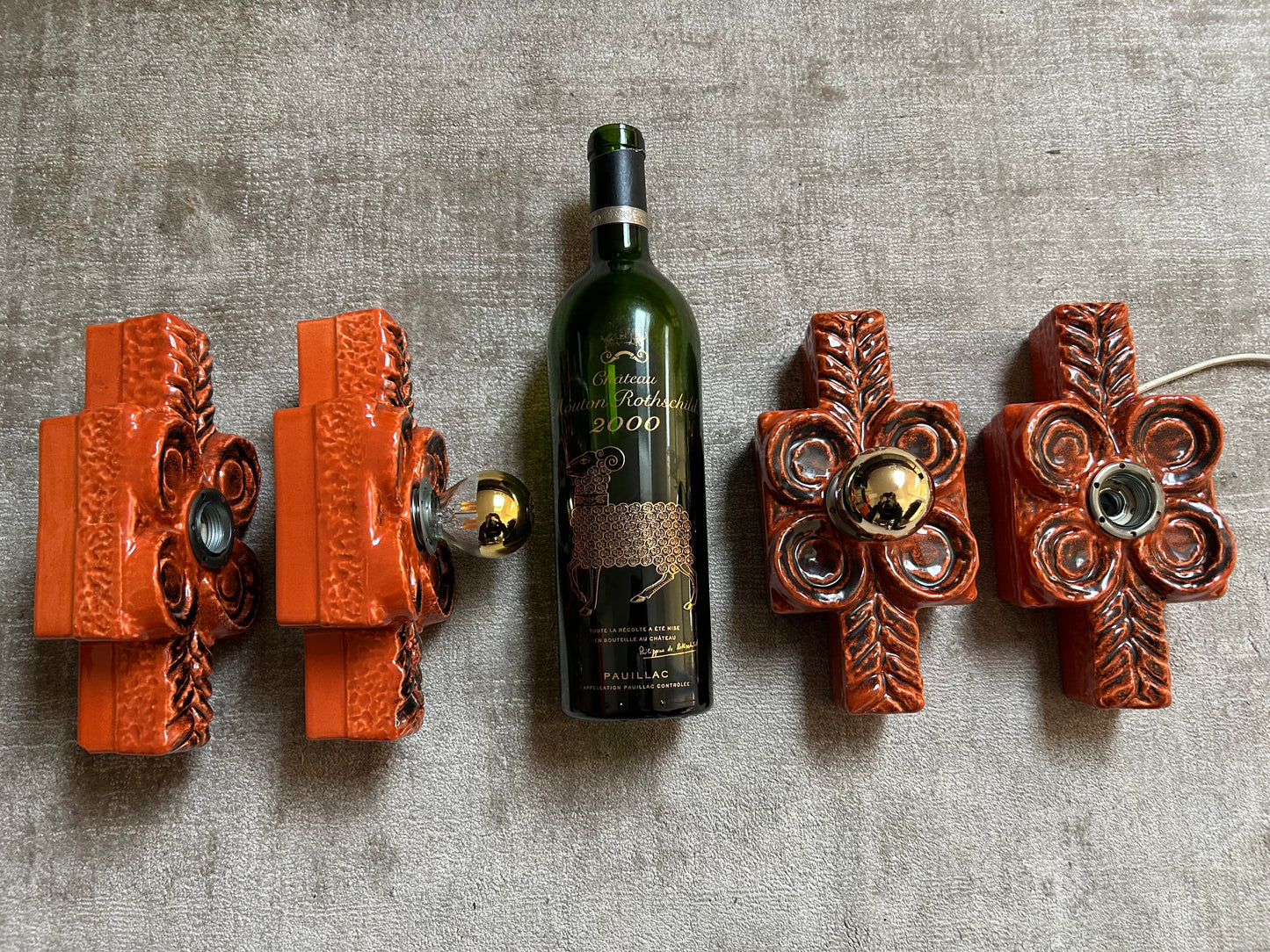 Set of 4 Ceramic Wall Lights by Traudl Brunnquell, Model 4320, West-German, 1970's, Fat Lava