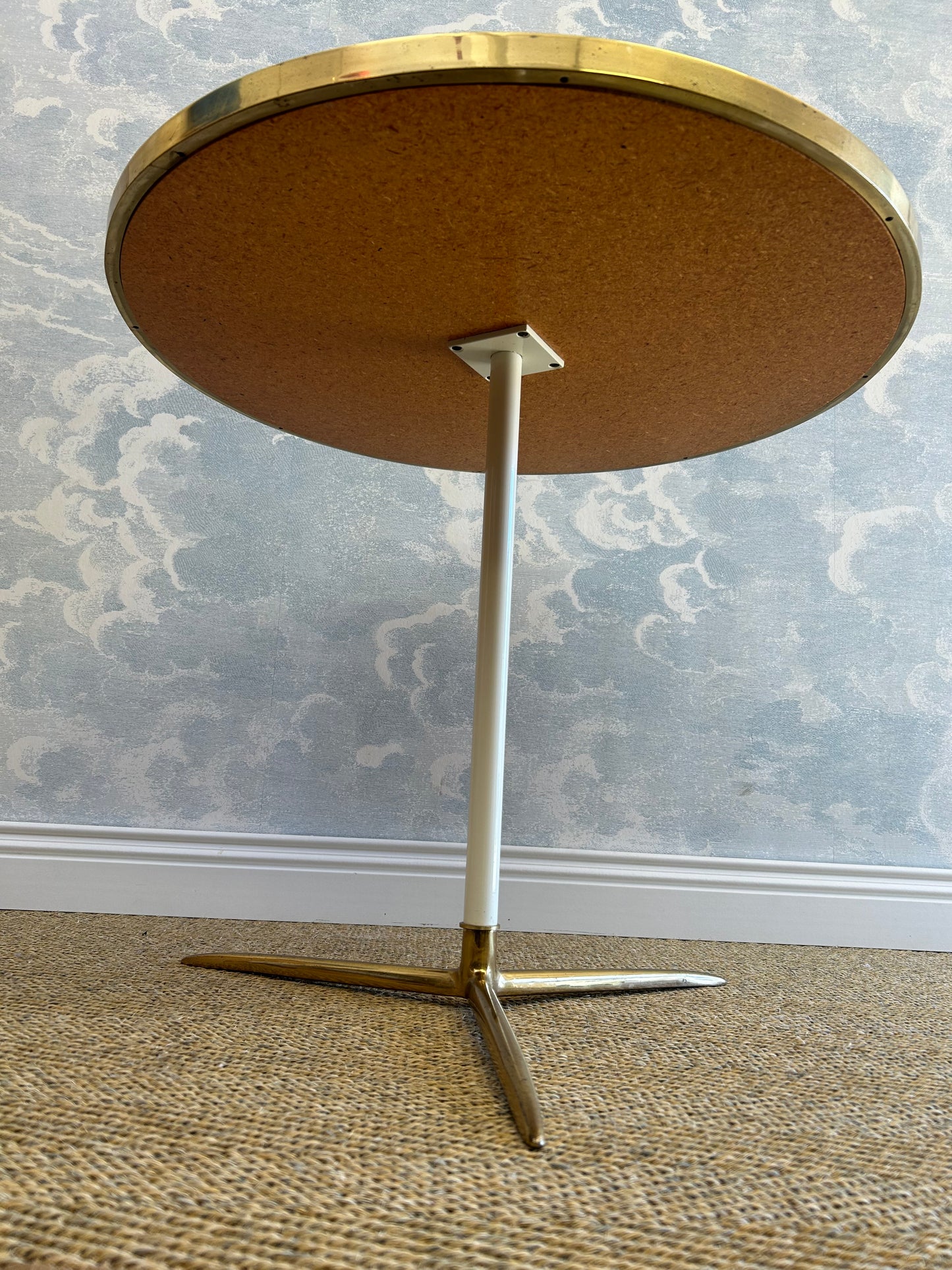 Capiz Shell Side Table with Brass Tripod Base by Vereinigte Werkstätten Munich, Germany, 1960s
