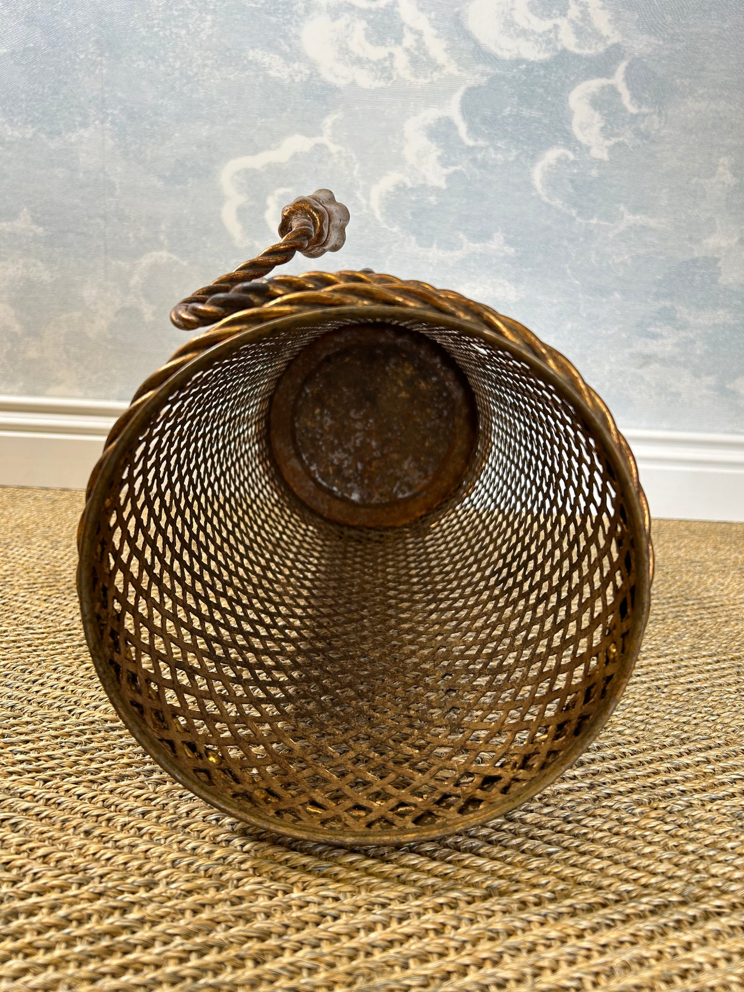 Gilded Umbrella Stand / Waste Paper Basket by Li Puma Firenze, Italy, 1950's Hollywood Regency