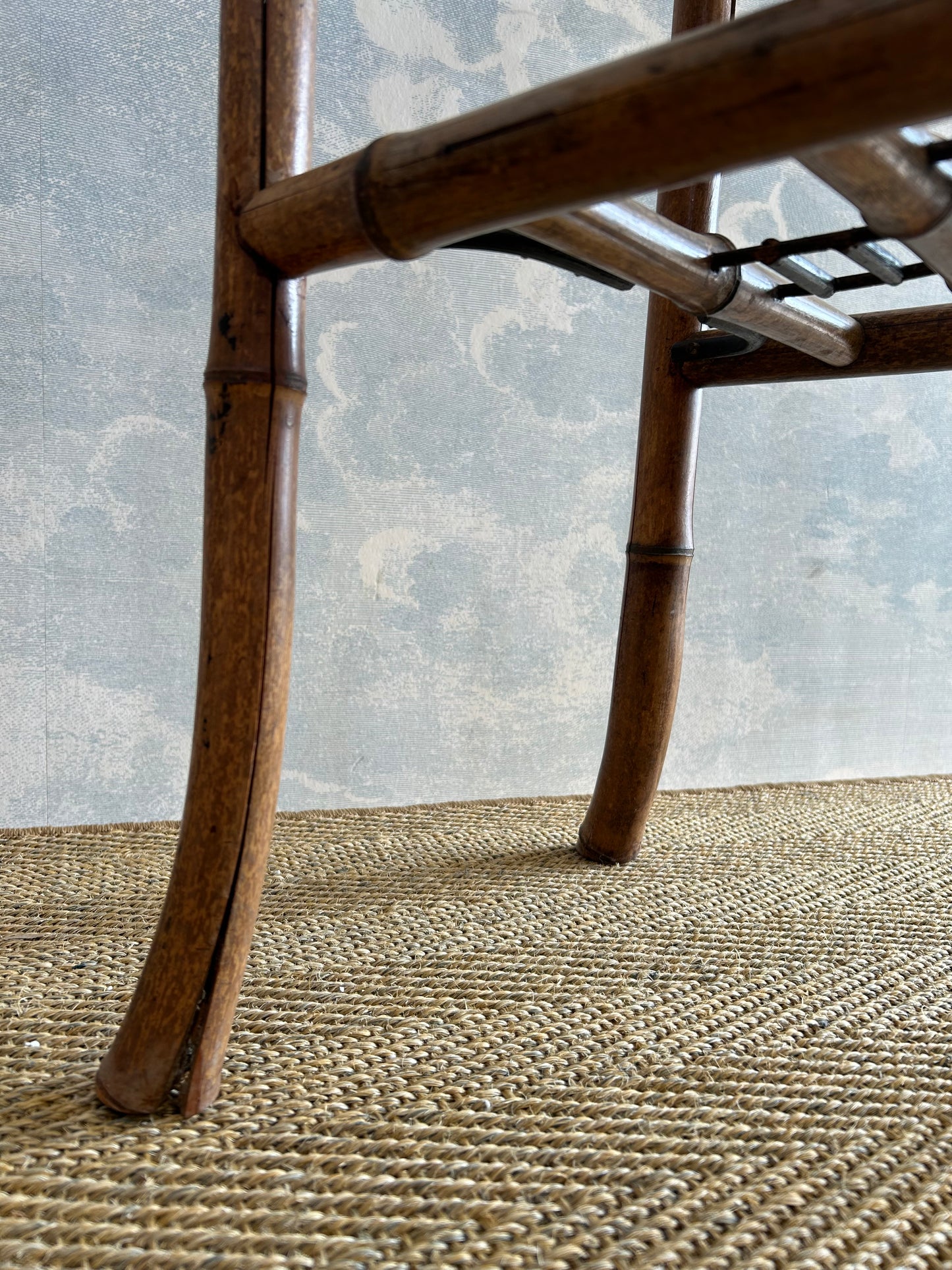 Bamboo Pedestal Table with Hand Painted Bird And Flower Motif, France, 19th Century