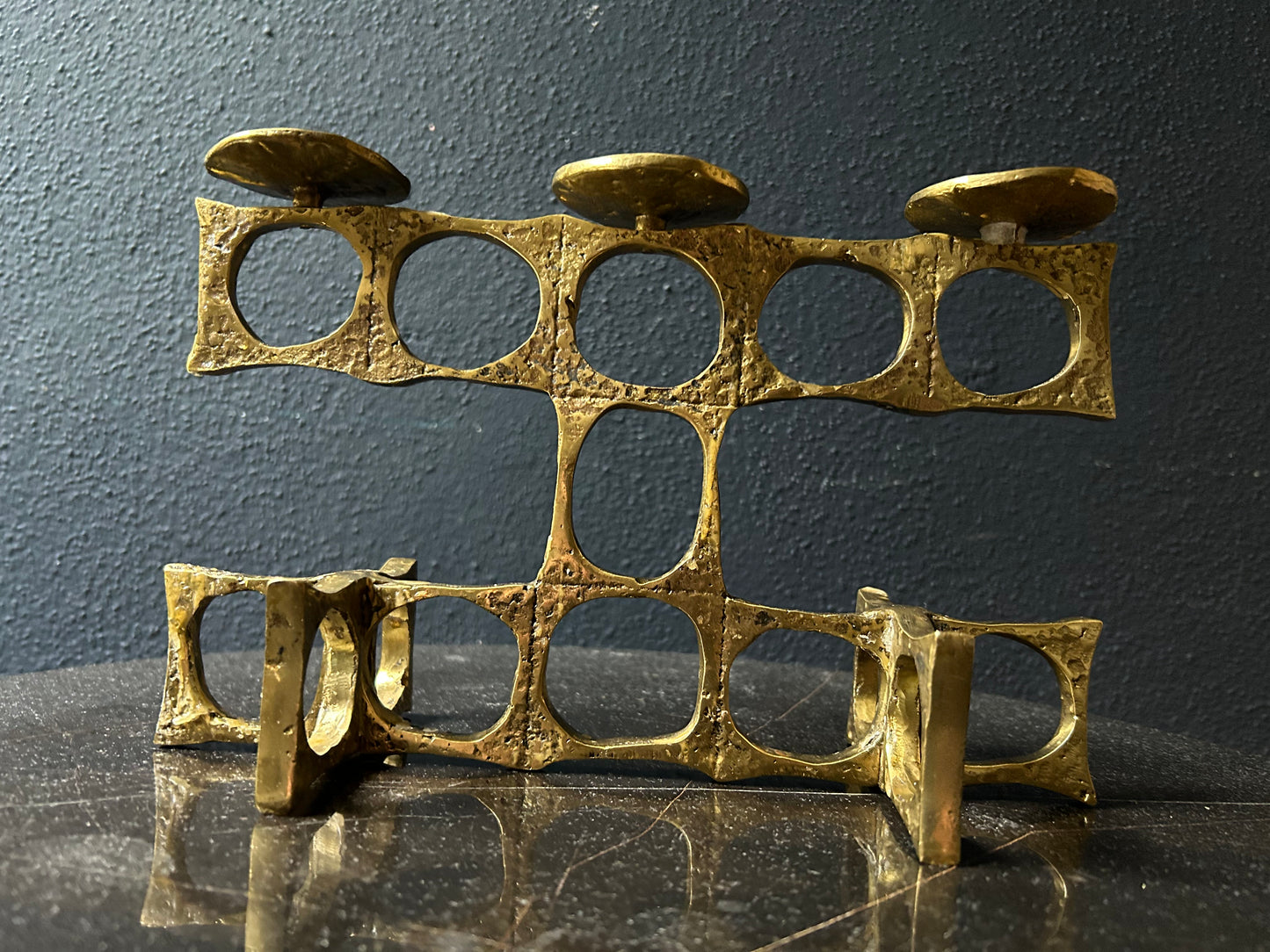 Hand Casted Brass Candelabra By Heinz Goll, Brutalist, 1970s Austria