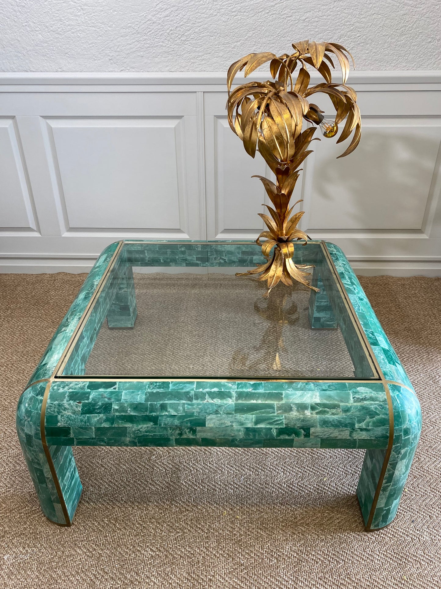 Tessellated Marble Lounge Table by Casa Bique 1970s Hollywood Regency (Karl Springer style)