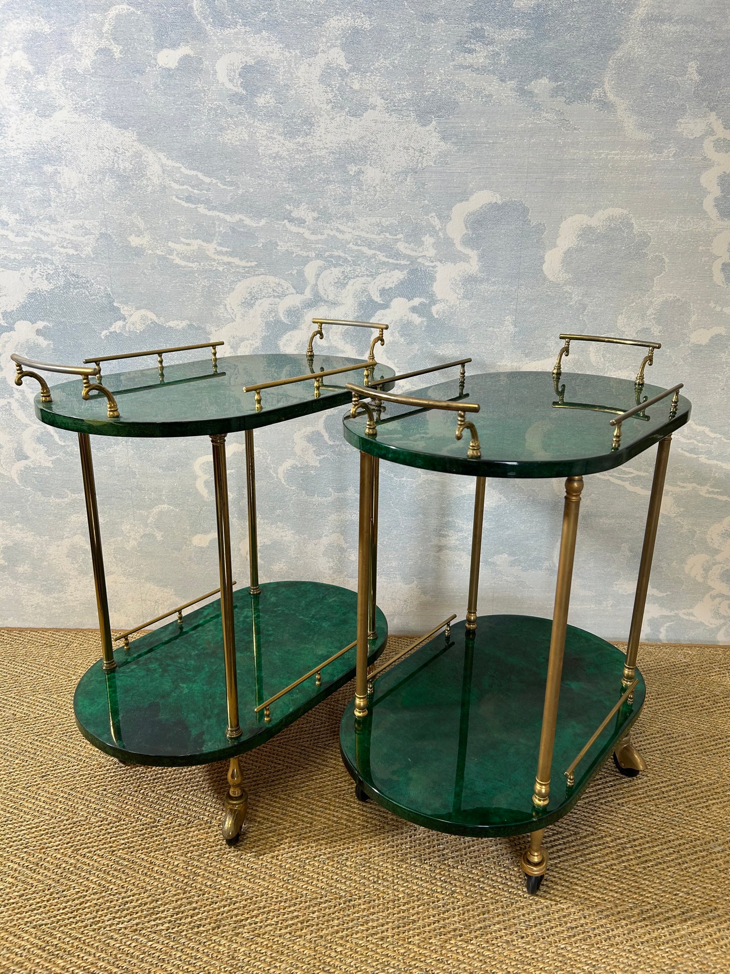 Petit Aldo Tura Bar Cart in Forrest Green, Italy, 1960s