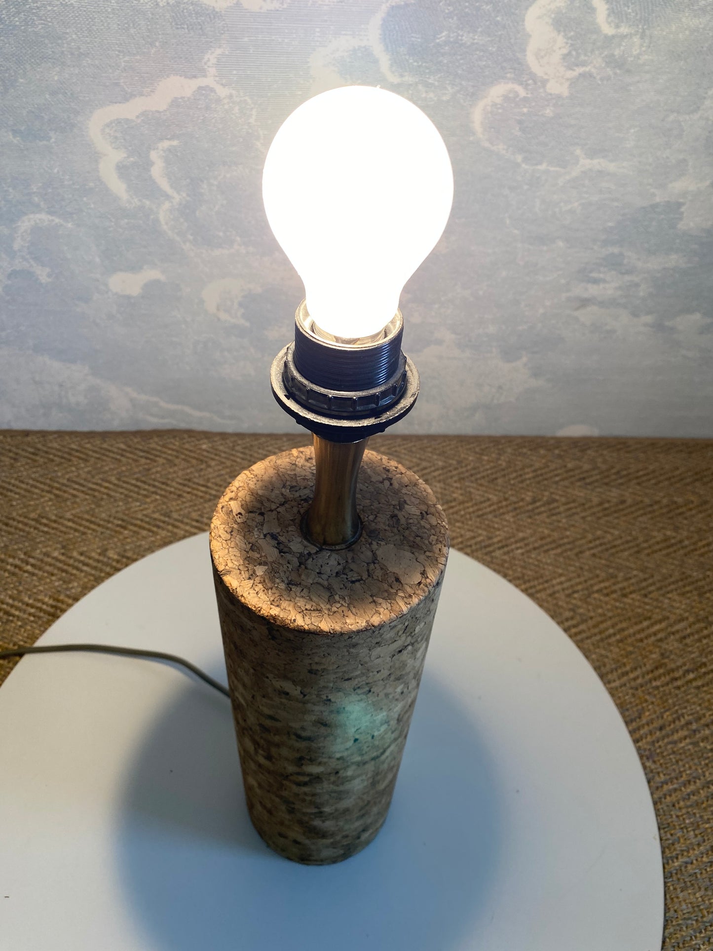 Mid Century Modern Cork Table Lamp, Italy, 1970s