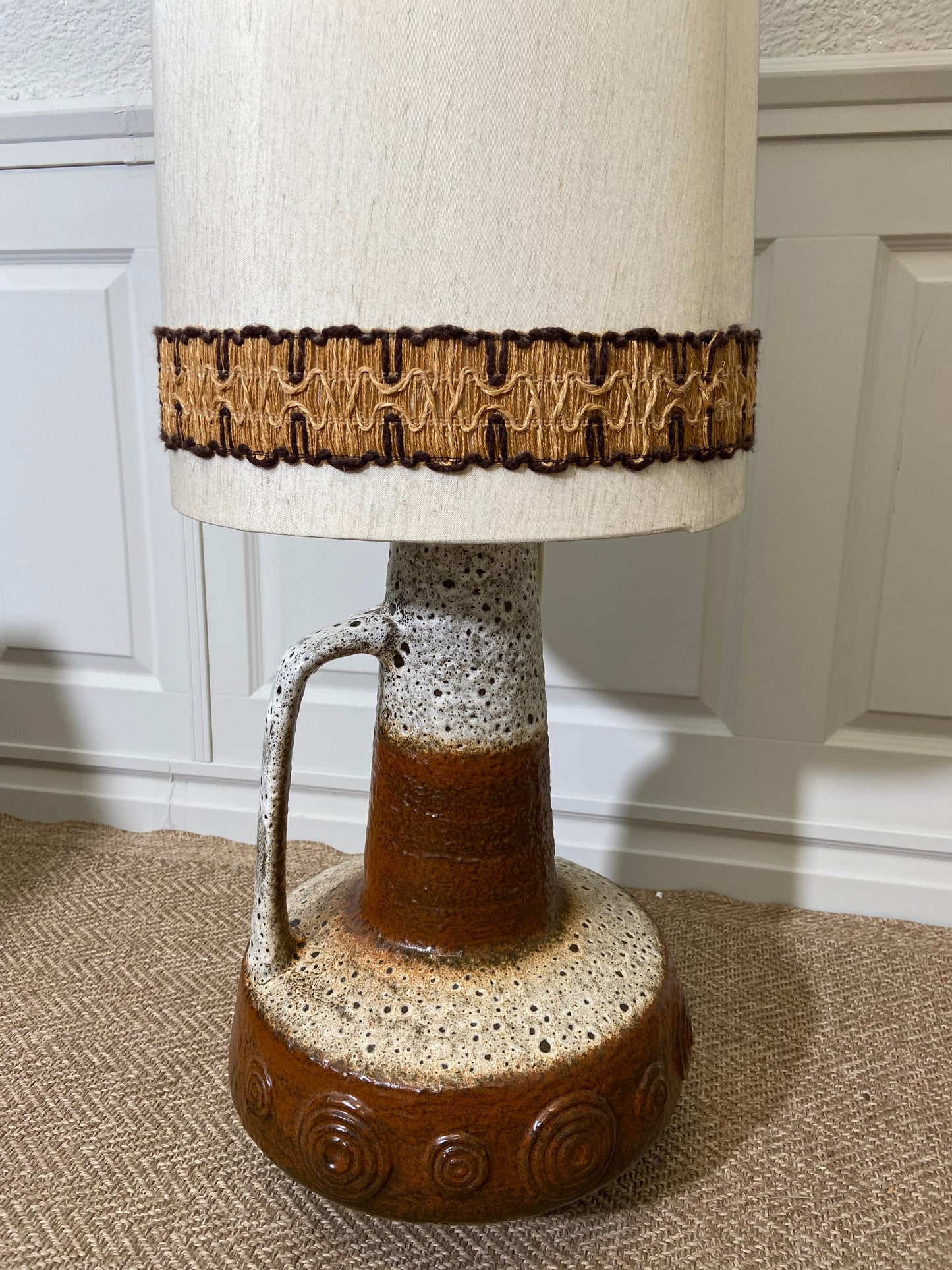 XL Floor Lamp by Hustadt Leuchten, Studio Ceramic, 70s, Mid-Century, Vintage, Brutalist, Fat Lava