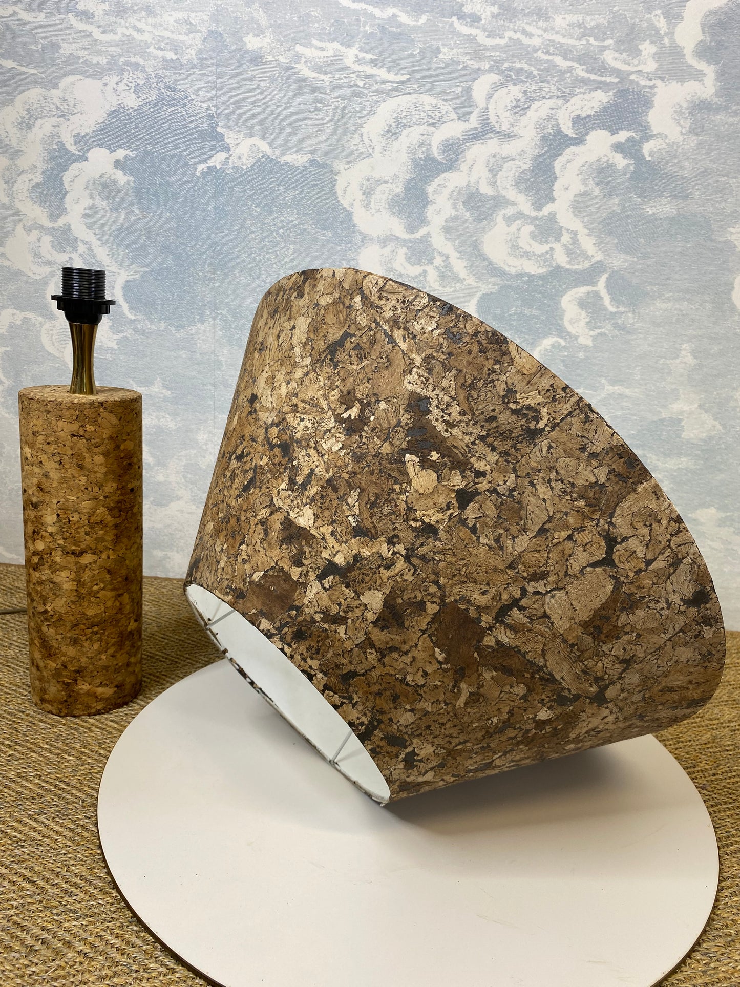 Mid Century Modern Cork Table Lamp, Italy, 1970s