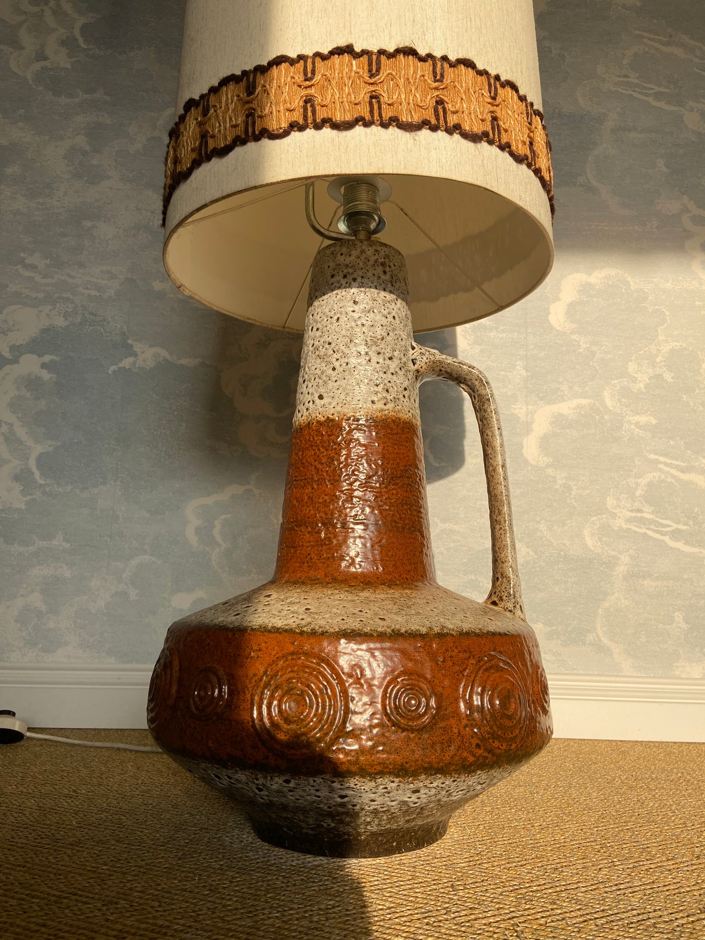 XL Floor Lamp by Hustadt Leuchten, Studio Ceramic, 70s, Mid-Century, Vintage, Brutalist, Fat Lava