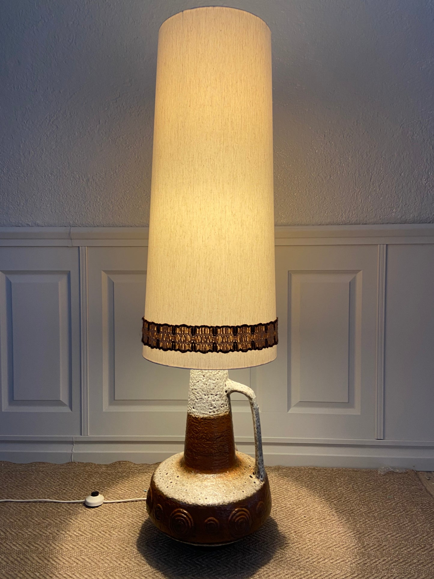XL Floor Lamp by Hustadt Leuchten, Studio Ceramic, 70s, Mid-Century, Vintage, Brutalist, Fat Lava
