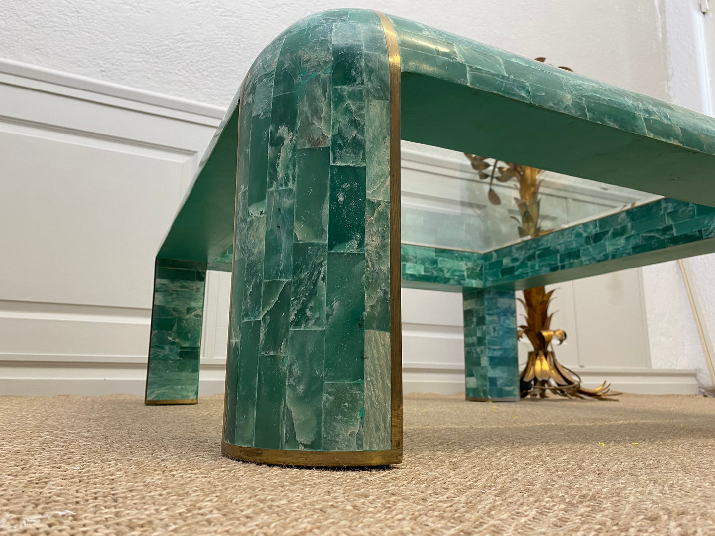 Tessellated Marble Lounge Table by Casa Bique 1970s Hollywood Regency (Karl Springer style)