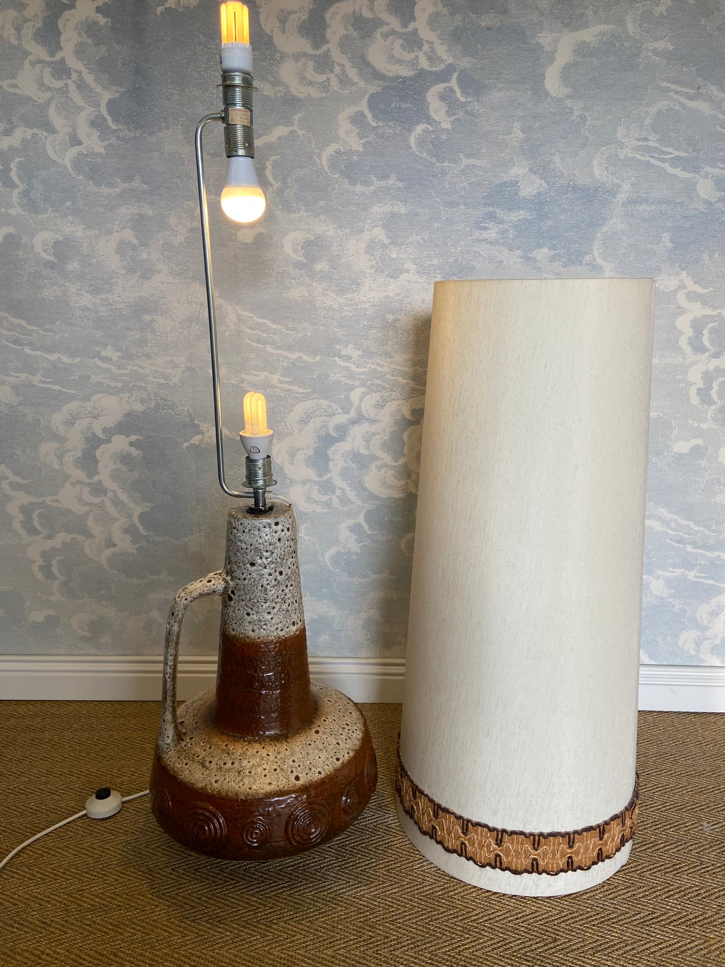 XL Floor Lamp by Hustadt Leuchten, Studio Ceramic, 70s, Mid-Century, Vintage, Brutalist, Fat Lava