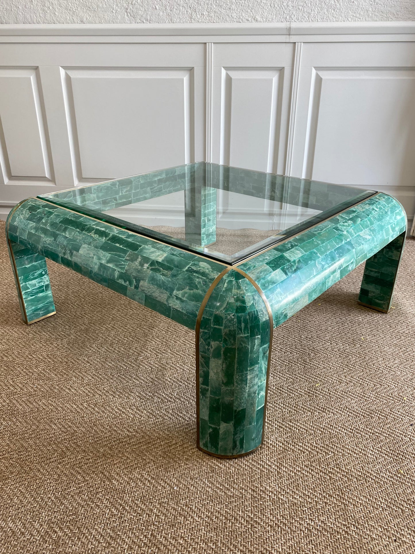 Tessellated Marble Lounge Table by Casa Bique 1970s Hollywood Regency (Karl Springer style)