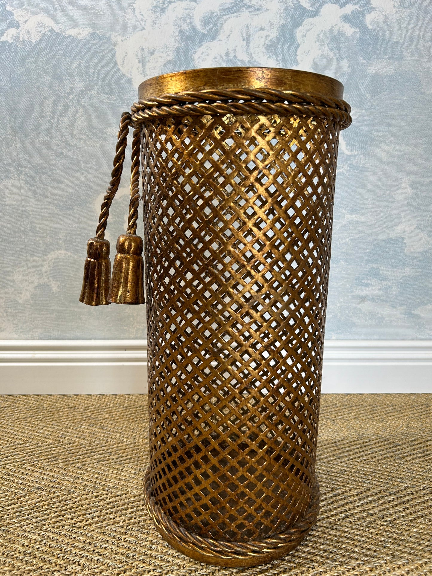 Gilded Umbrella Stand / Waste Paper Basket by Li Puma Firenze, Italy, 1950's Hollywood Regency