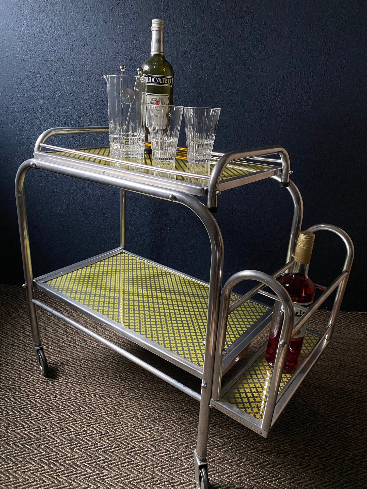 Art Deco Bar Cart / Trolley, Bauhaus, France 1940s, Attr. Jacques Adnet
