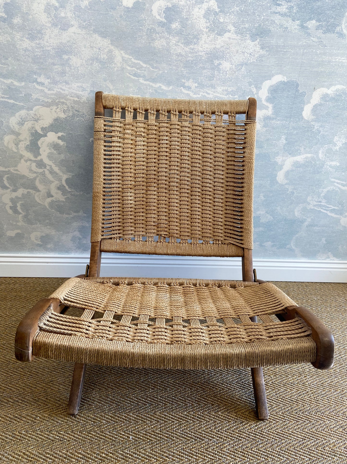 Ebert Wels Folding Chair, UK 1960's, In The Style Of Hans J. Wegner's Rope Chair PP-512