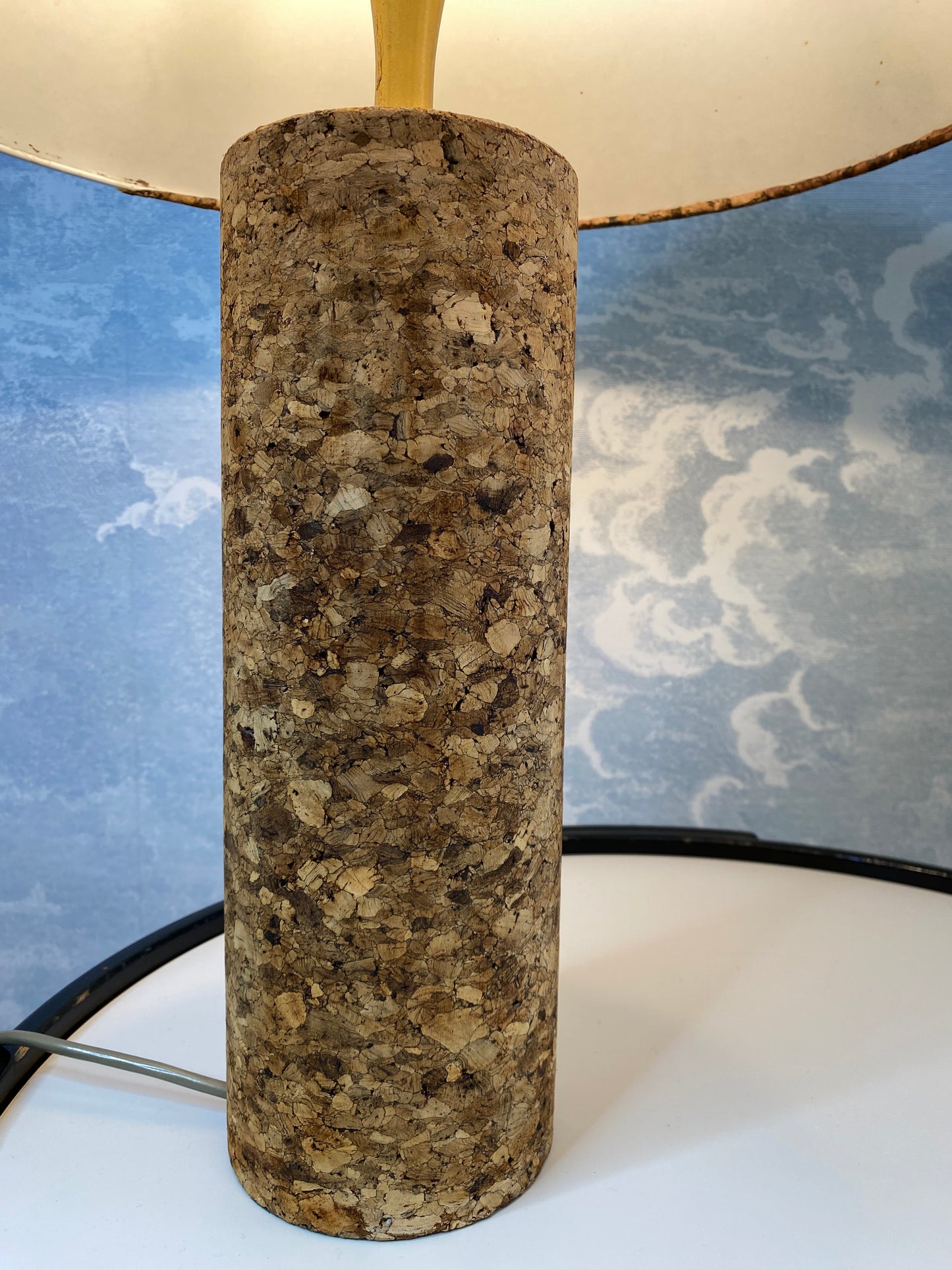 Mid Century Modern Cork Table Lamp, Italy, 1970s