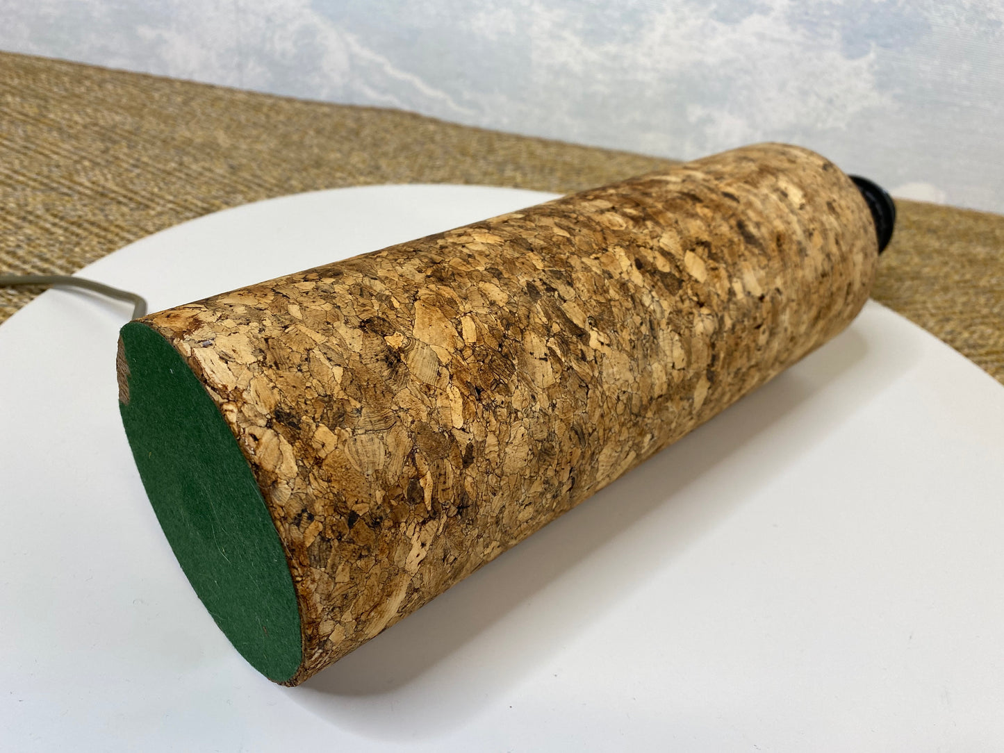 Mid Century Modern Cork Table Lamp, Italy, 1970s