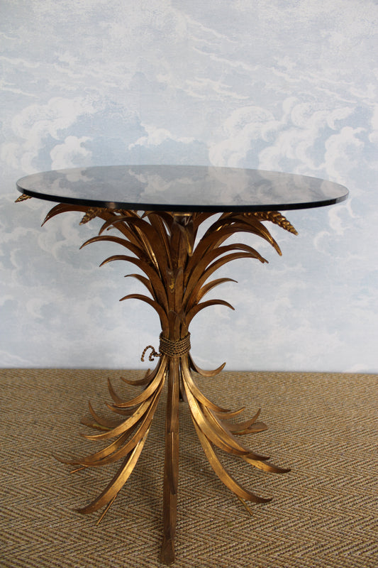 1 Hollywood Regency Gilt Wheat Sheaf Side Table by Hans Kögl Mid Century coffee table