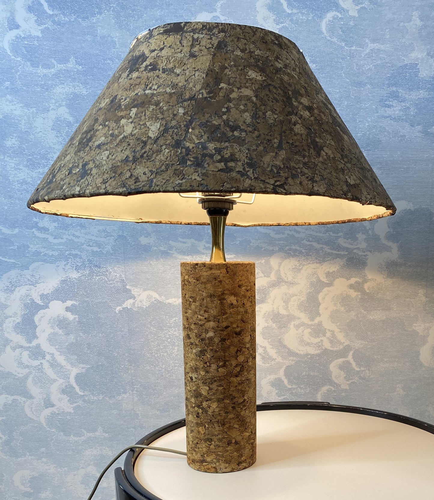 Mid Century Modern Cork Table Lamp, Italy, 1970s