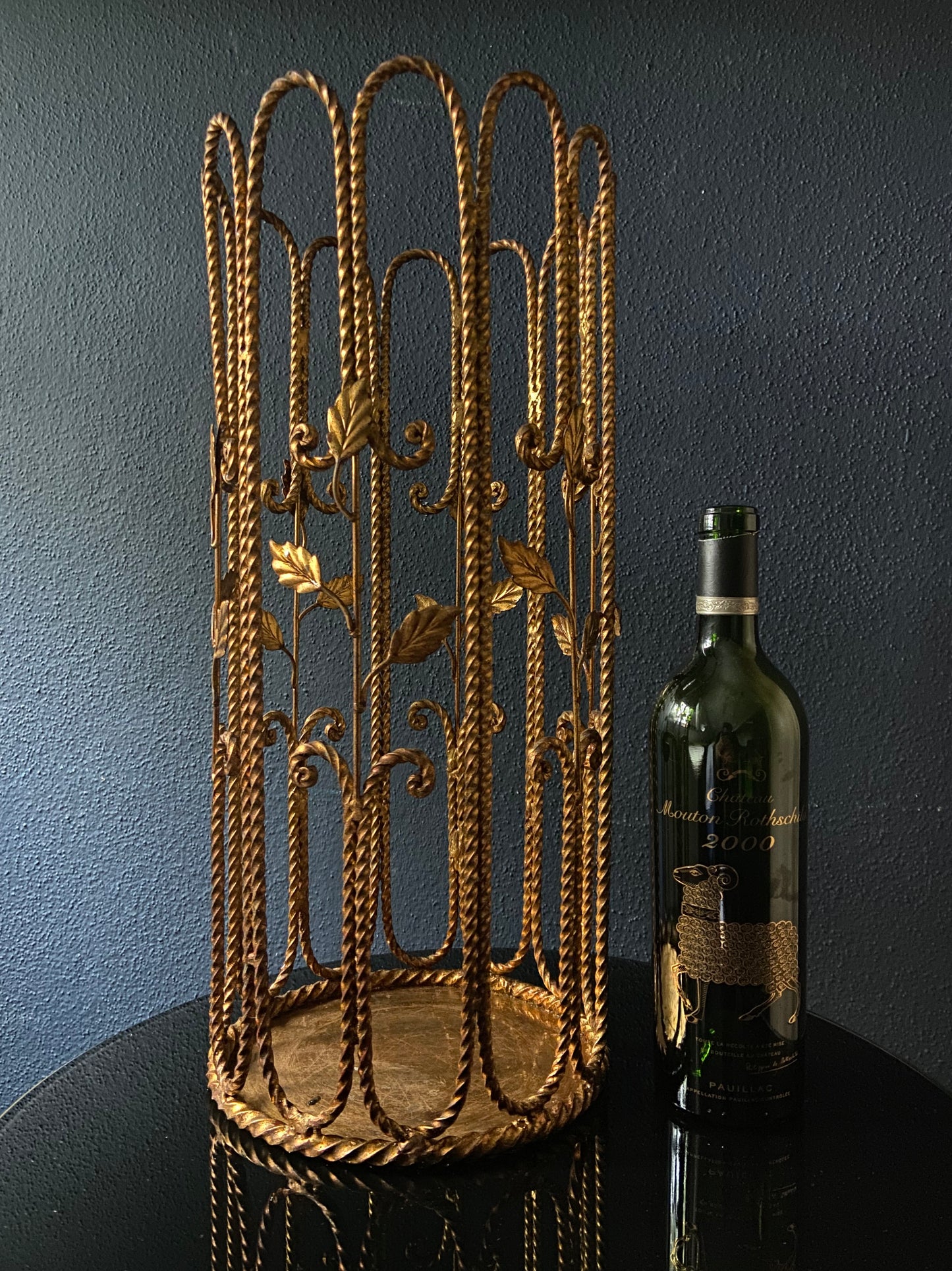 1960's Roped Umbrella Stand in Brass with Leaves