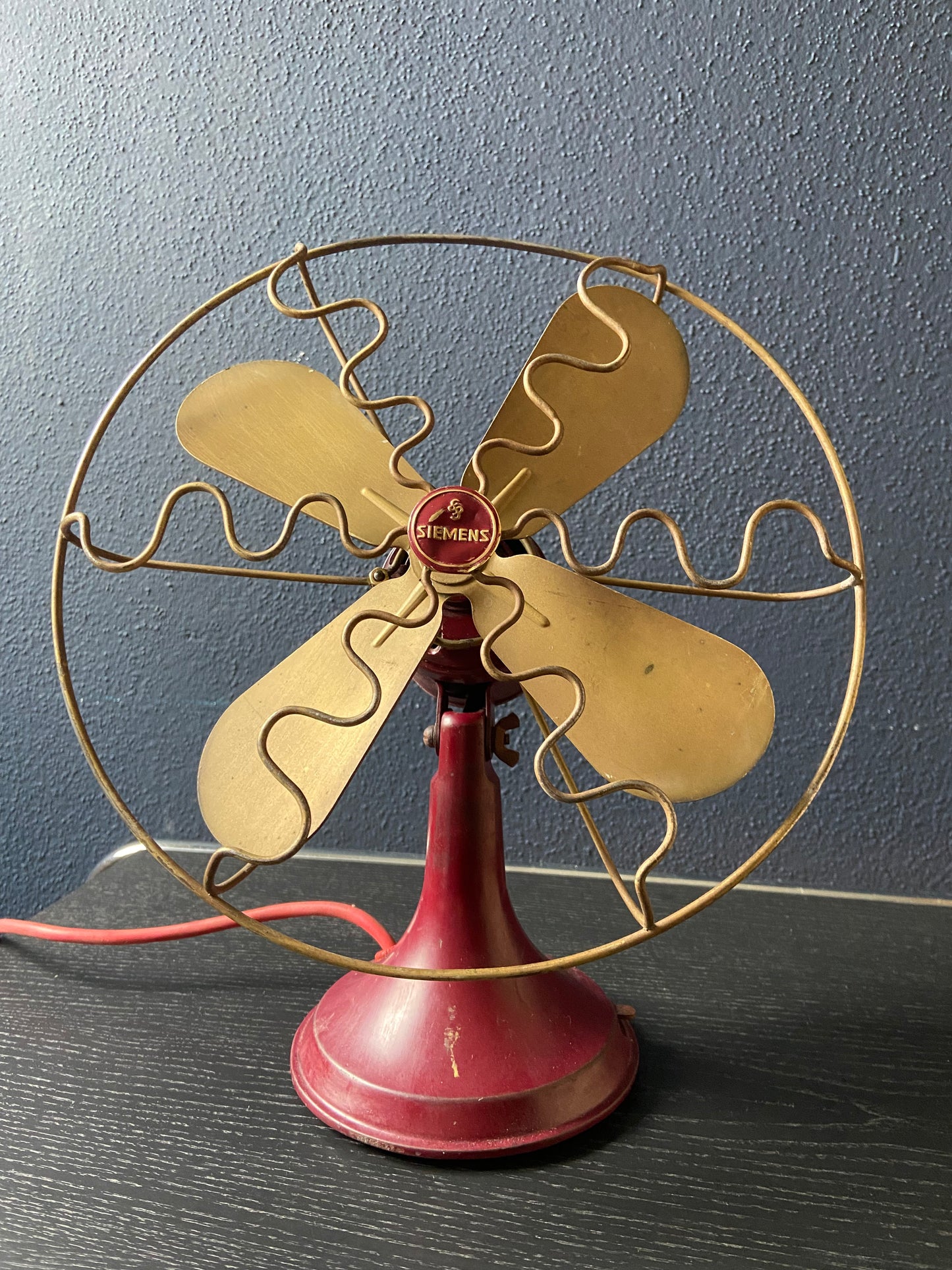 Red Desk Fan by Siemens-Schuckert Model W 250 T, Germany, 1950s