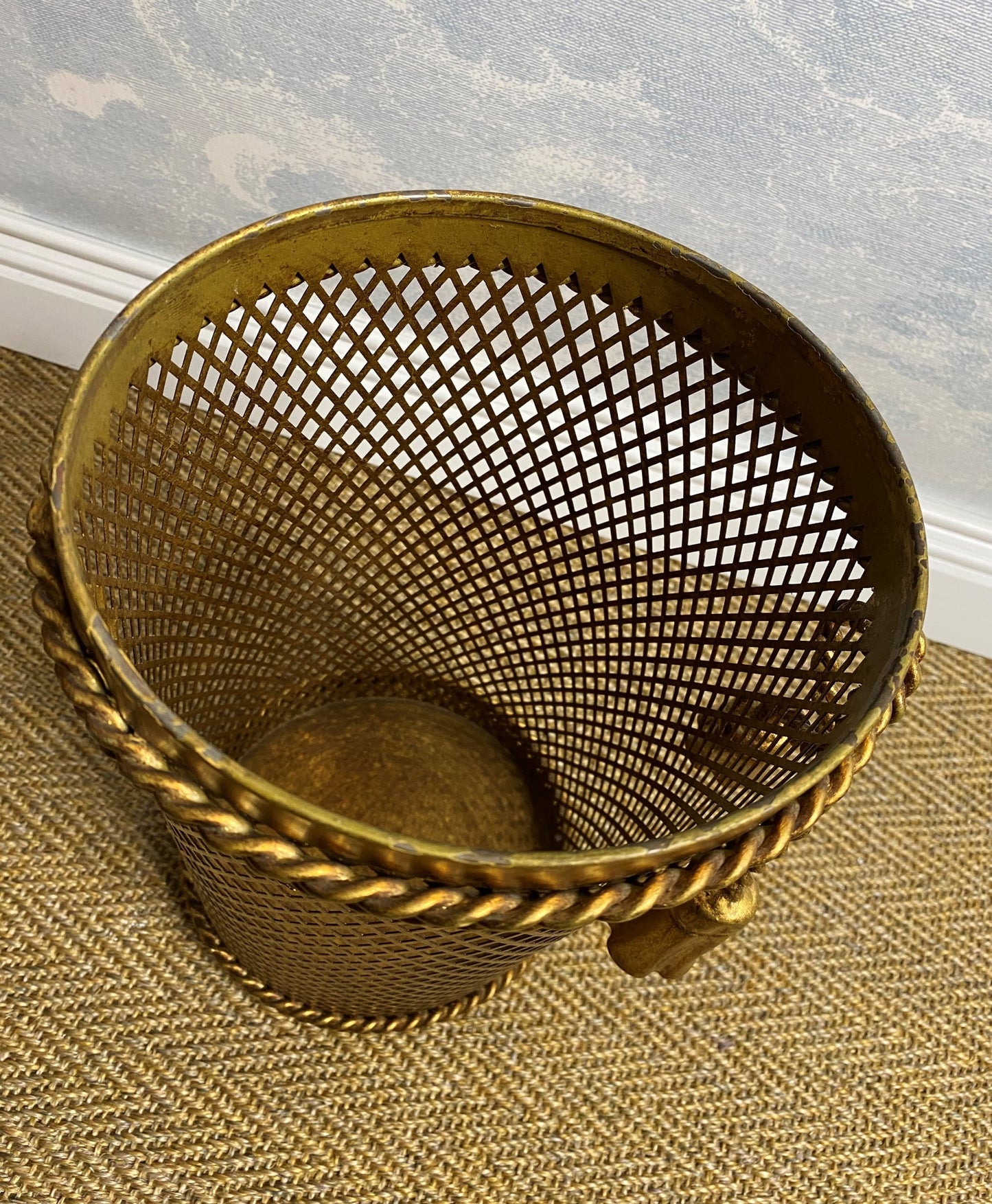 Italian Hollywood Regency Gilded paper umbrella Basket by Li Puma 50s (medium)