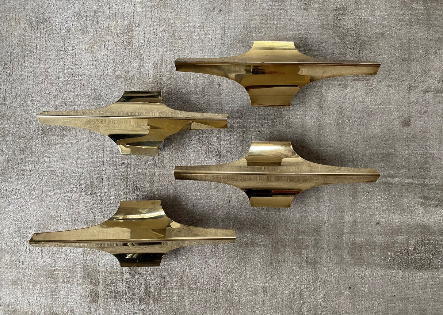 Pair of Doria Brass Sconces 70s Space Age Hollywood Regency