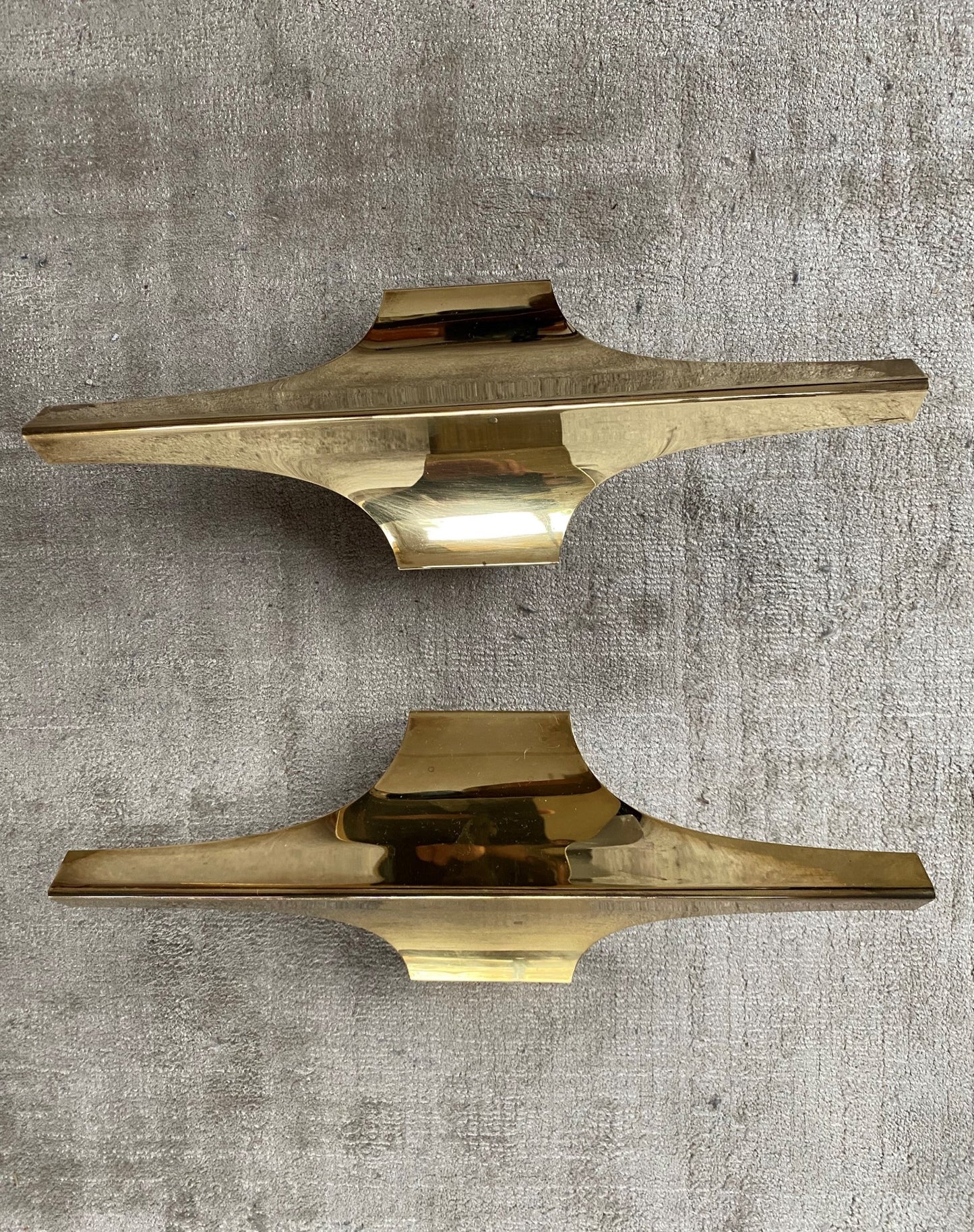 Pair of Doria Brass Sconces 70s Space Age Hollywood Regency