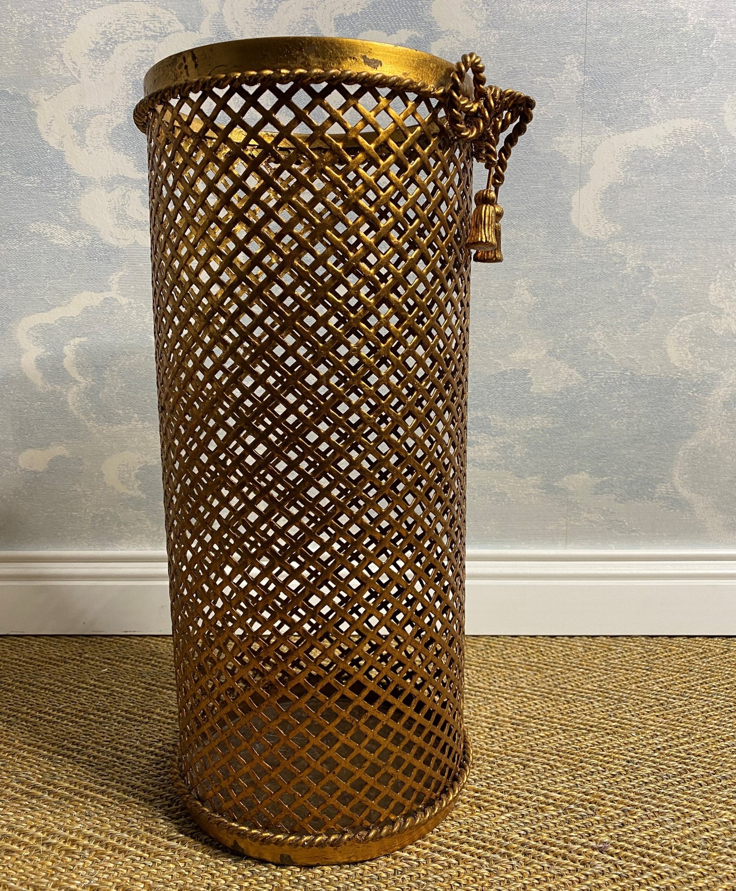 Italian Hollywood Regency Gilded Umbrella Basket / waste Paper Bin by Li Puma 50s (large)