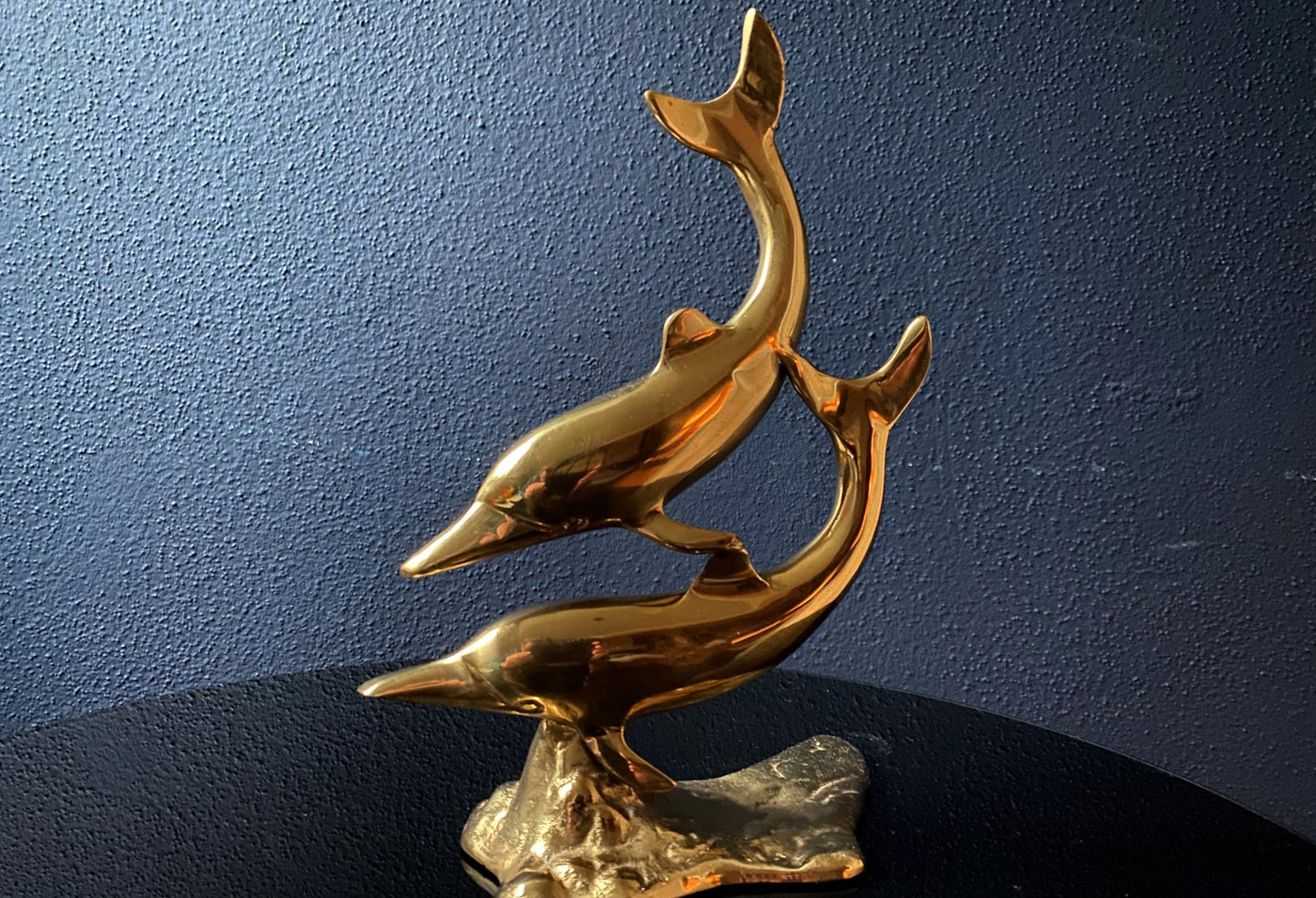 Brass Dolphins Sculpture 60s Mid Century Hollywood Regency 70s Vintage