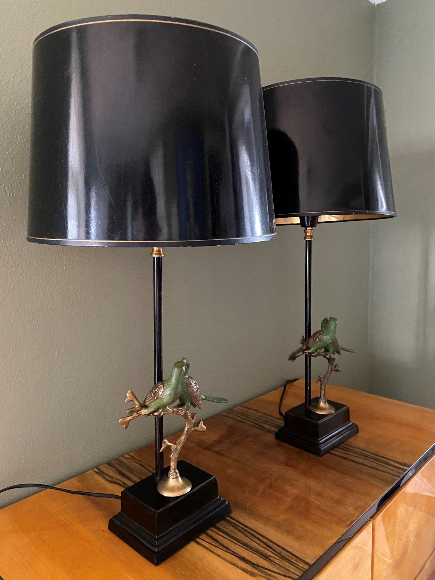 Pair of Table Lamps with Birds