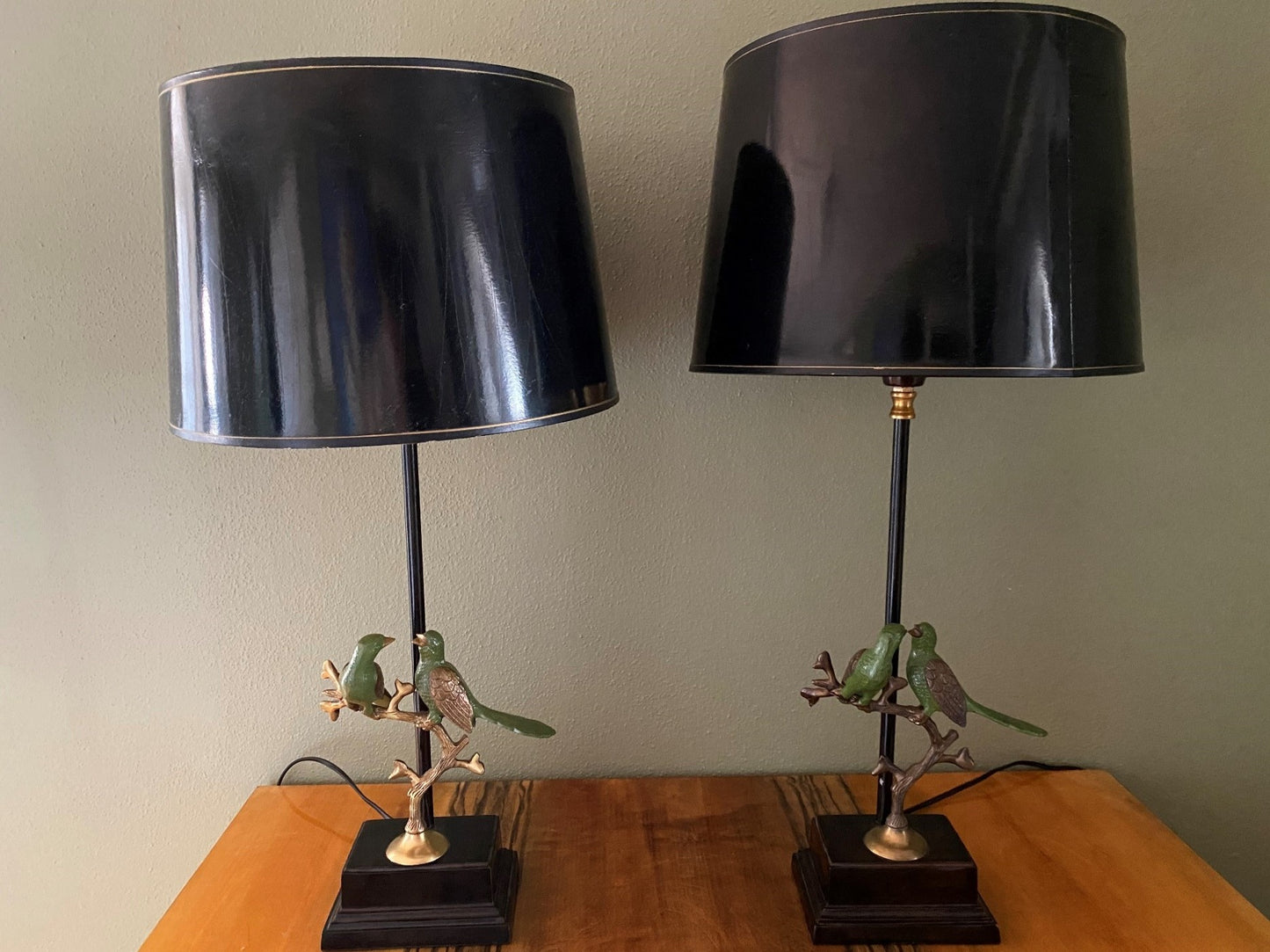 Pair of Table Lamps with Birds