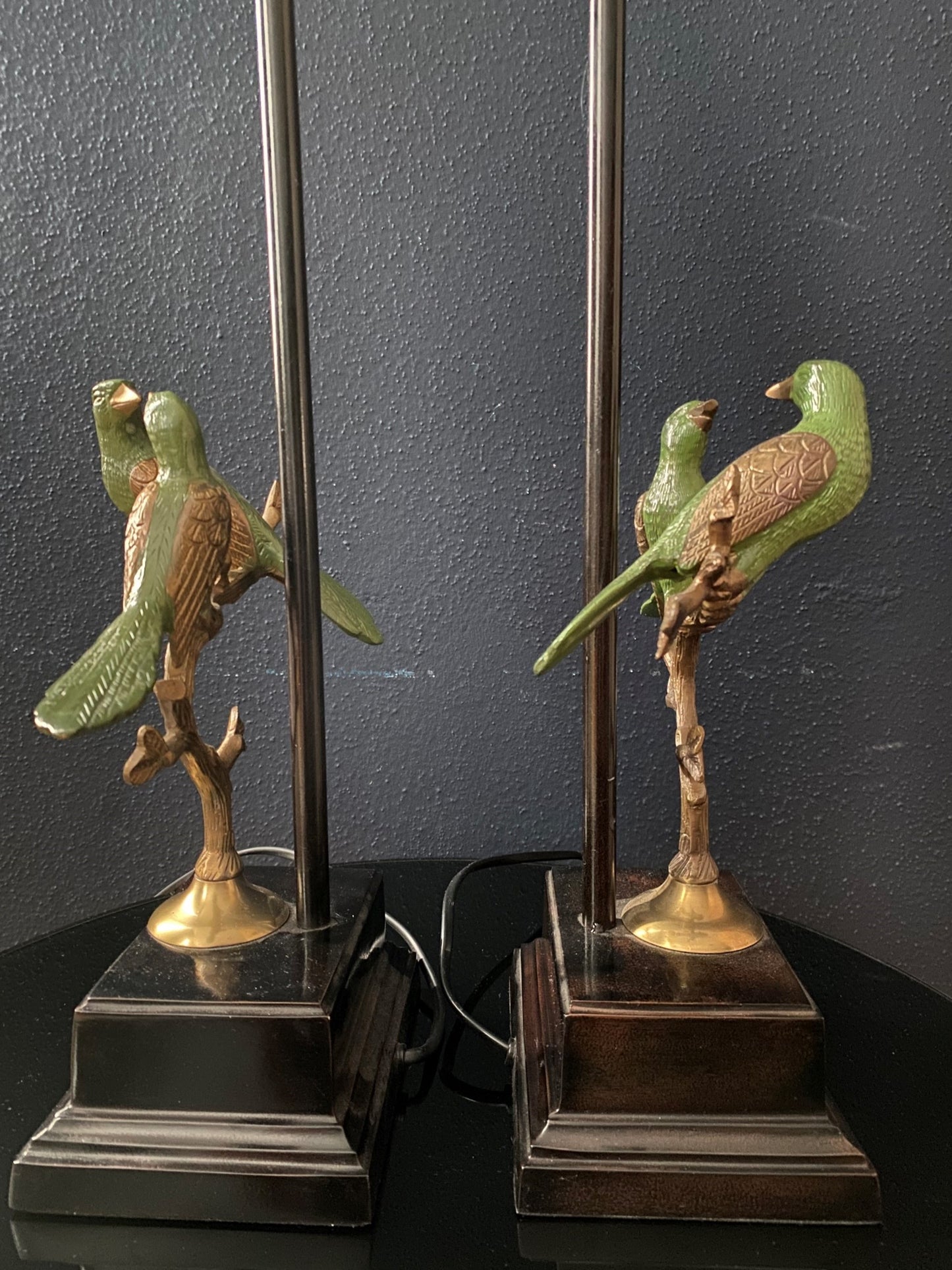 Pair of Table Lamps with Birds