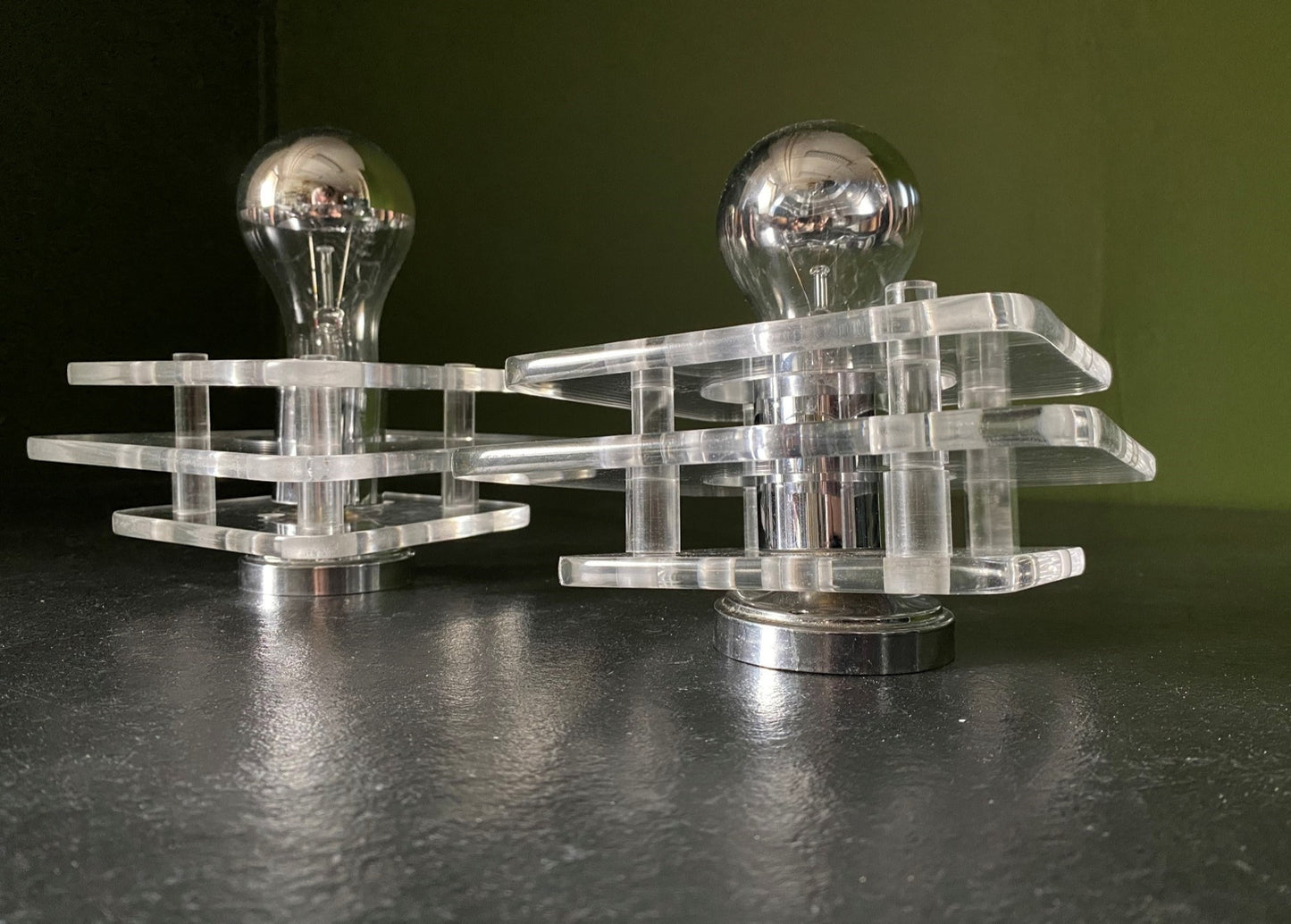 Pair of Acrylic Wall Lights 70's Panton Space Age