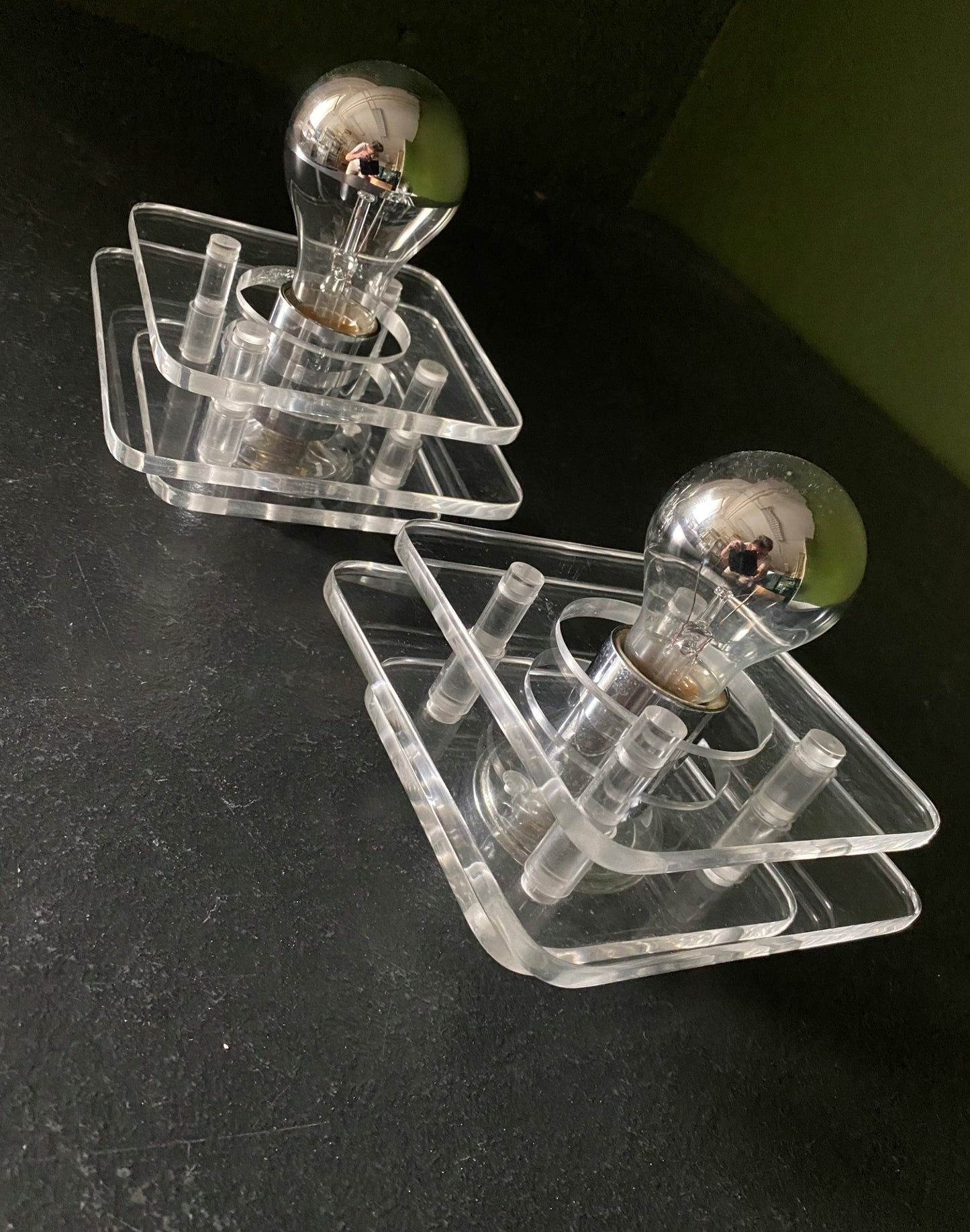 Pair of Acrylic Wall Lights 70's Panton Space Age