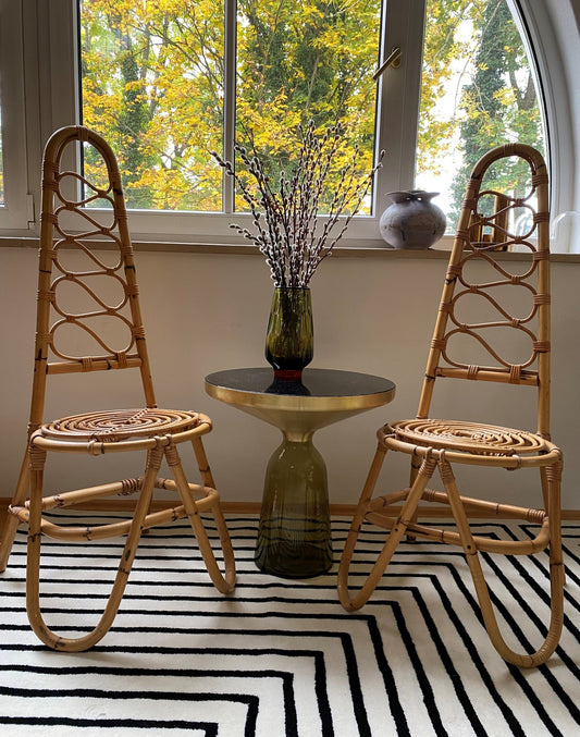 Pair Pierantino Bonacina Bamboo Chairs Modernist 60s