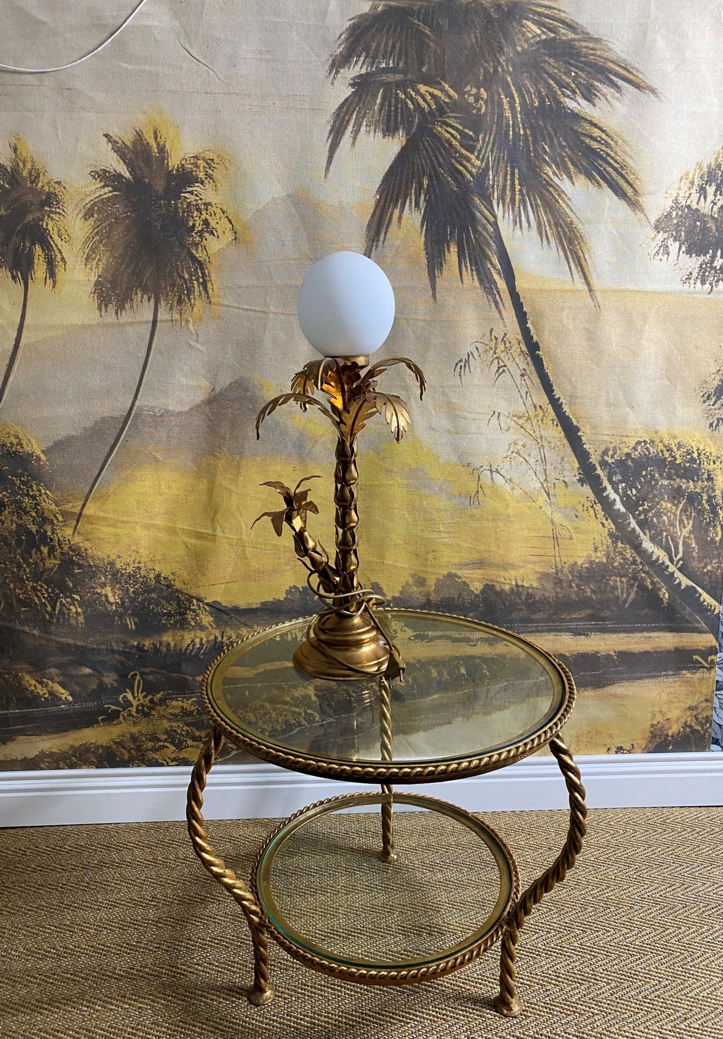 Palm Tree Lamp Hans Kögl Hollywood Regency Mid Century Gilt 70s