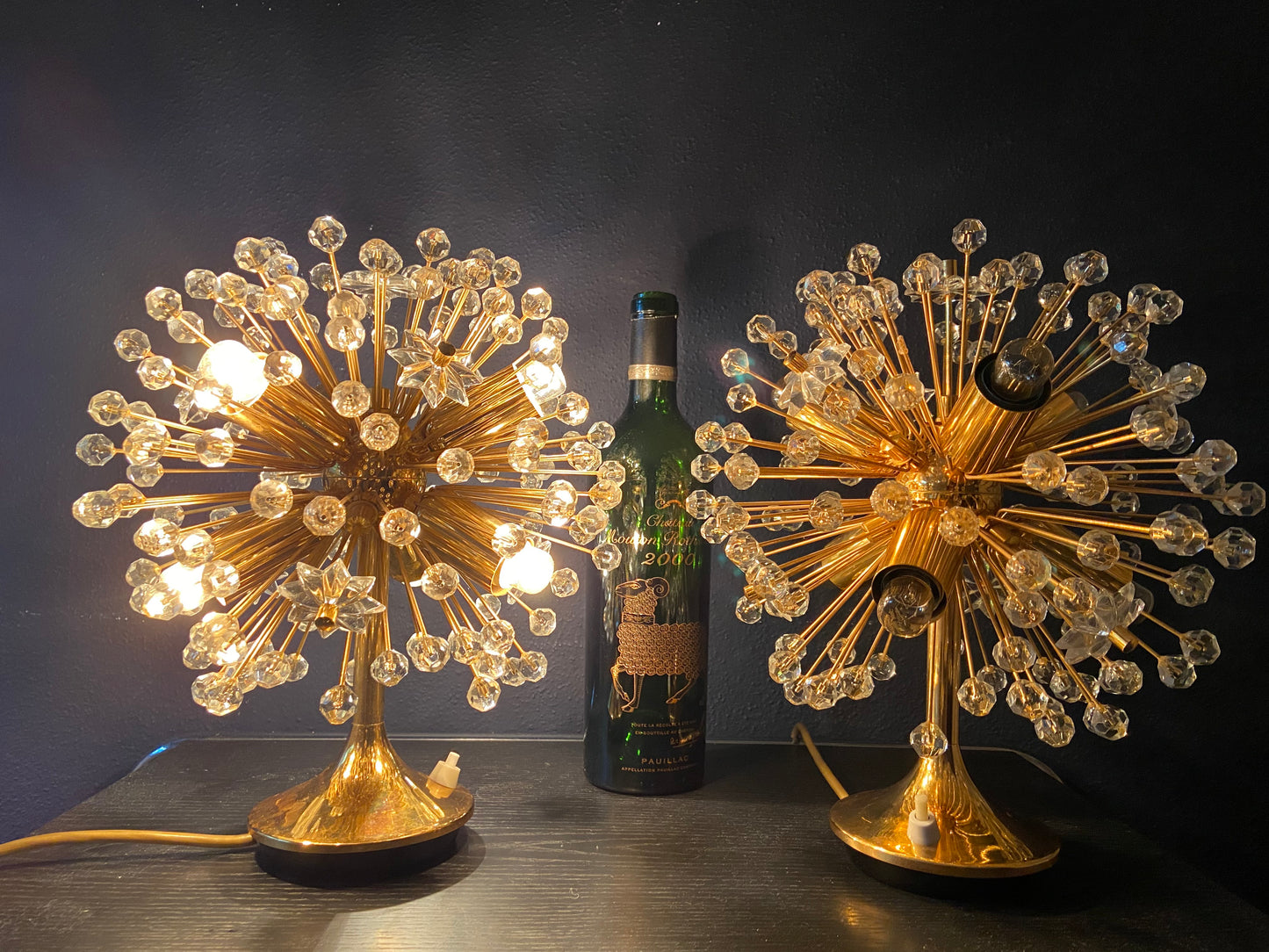 RARE FIND! Pair of Emil Stejnar Dandelion Sputnik Table Lamps, Austria 1960s